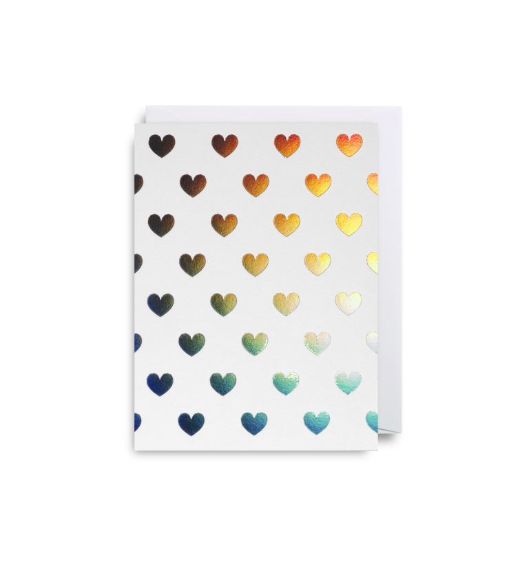 Greeting Card - Silver Hearts on White