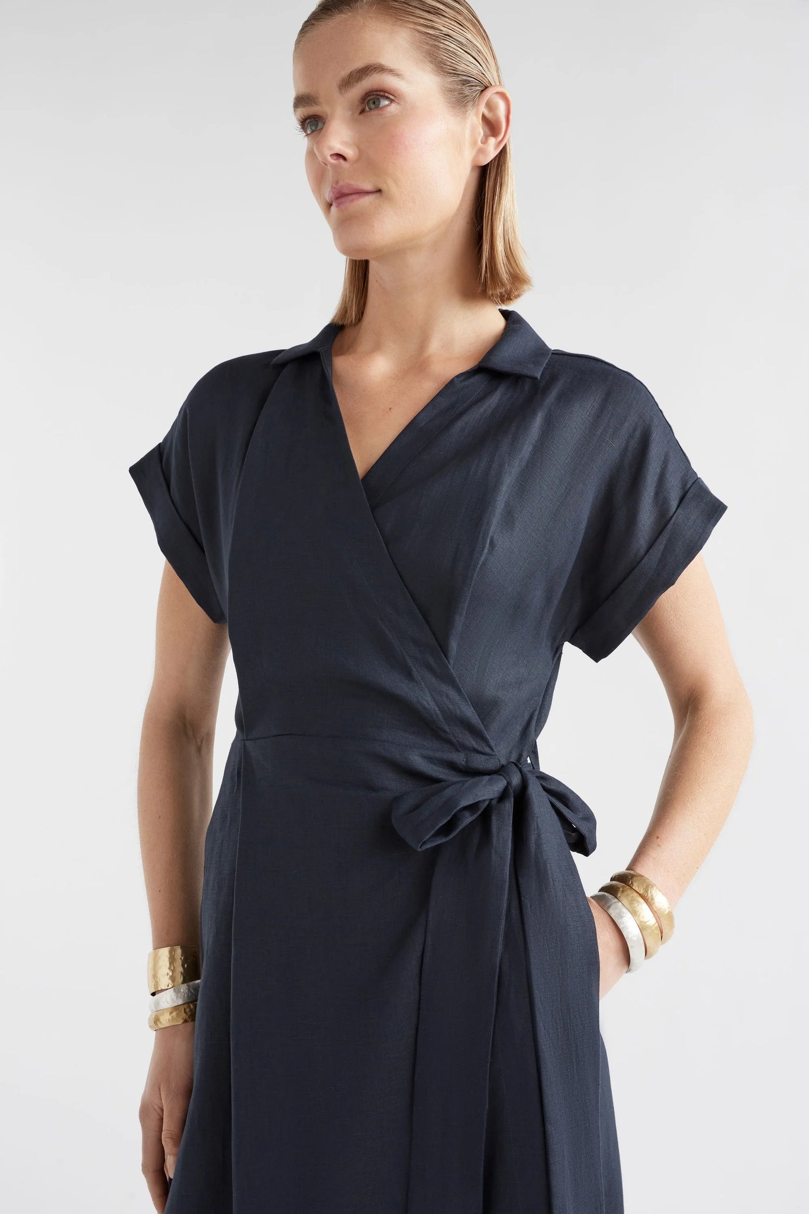 Elk Minnen Wrap Dress - Space Blue