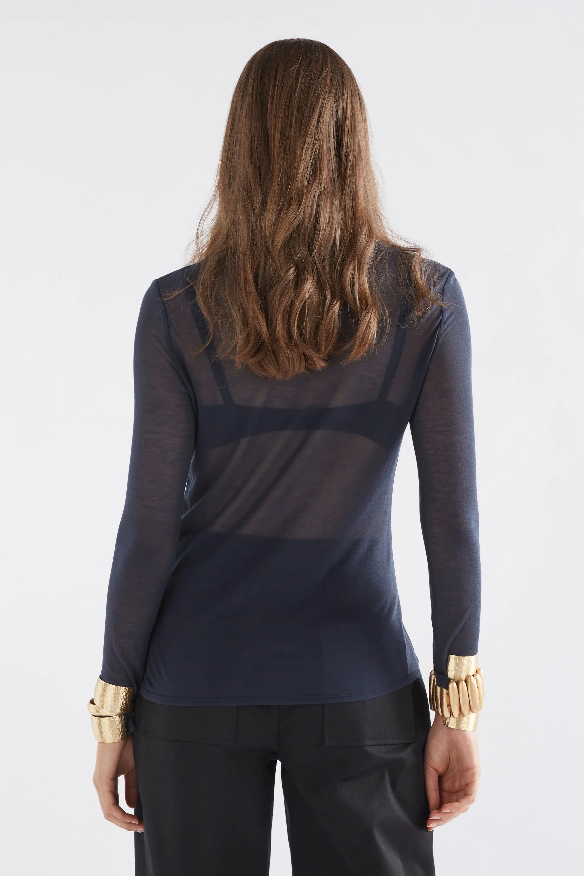 Elk Sheer Long Sleeve Tshirt - Space Blue