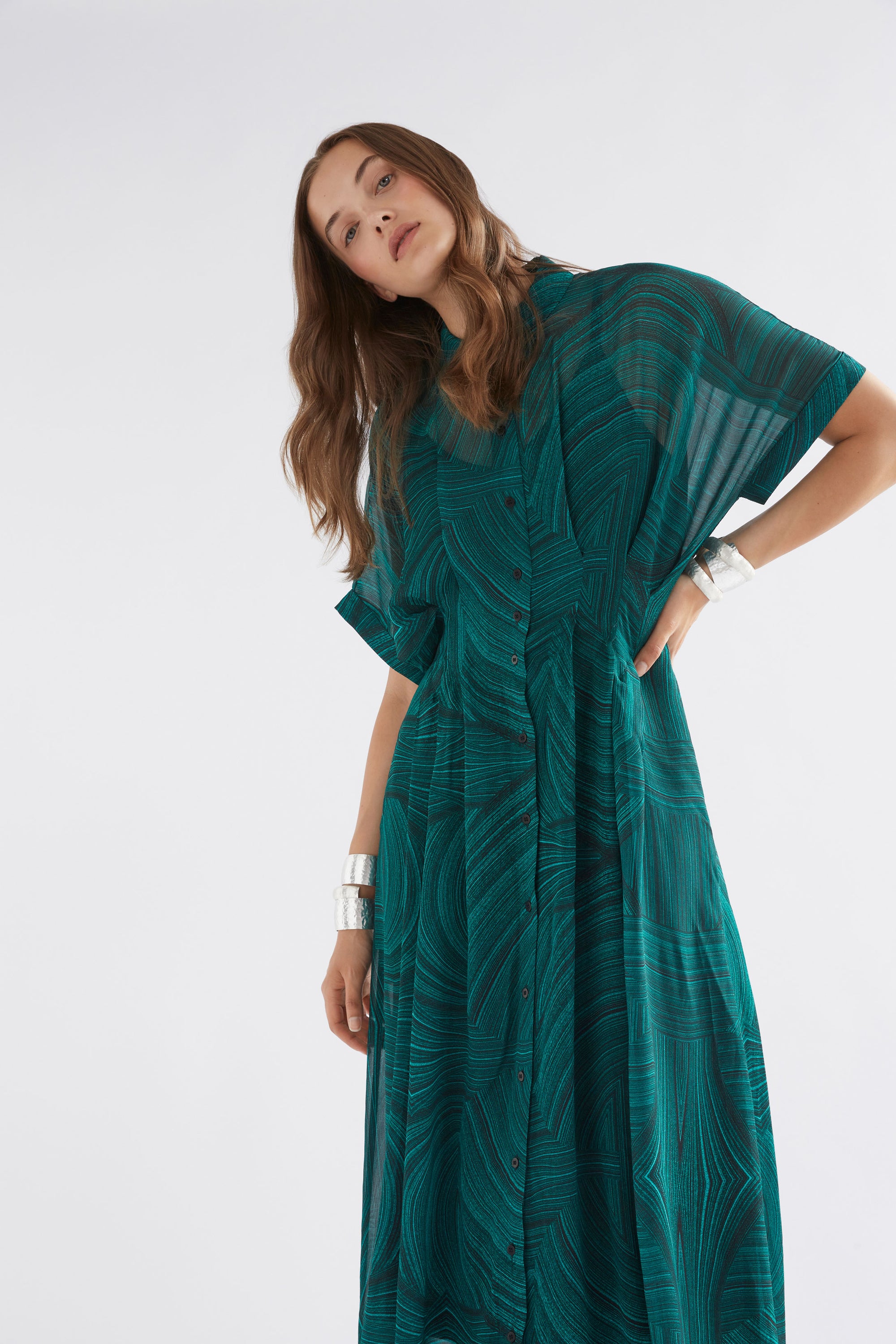 Elk Krava Sheer Dress - Malachite Print