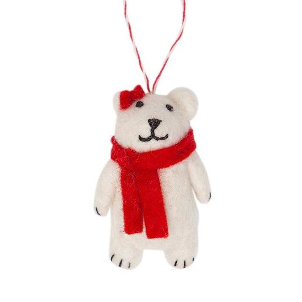 Nepalese Felted Decoration - White Bear