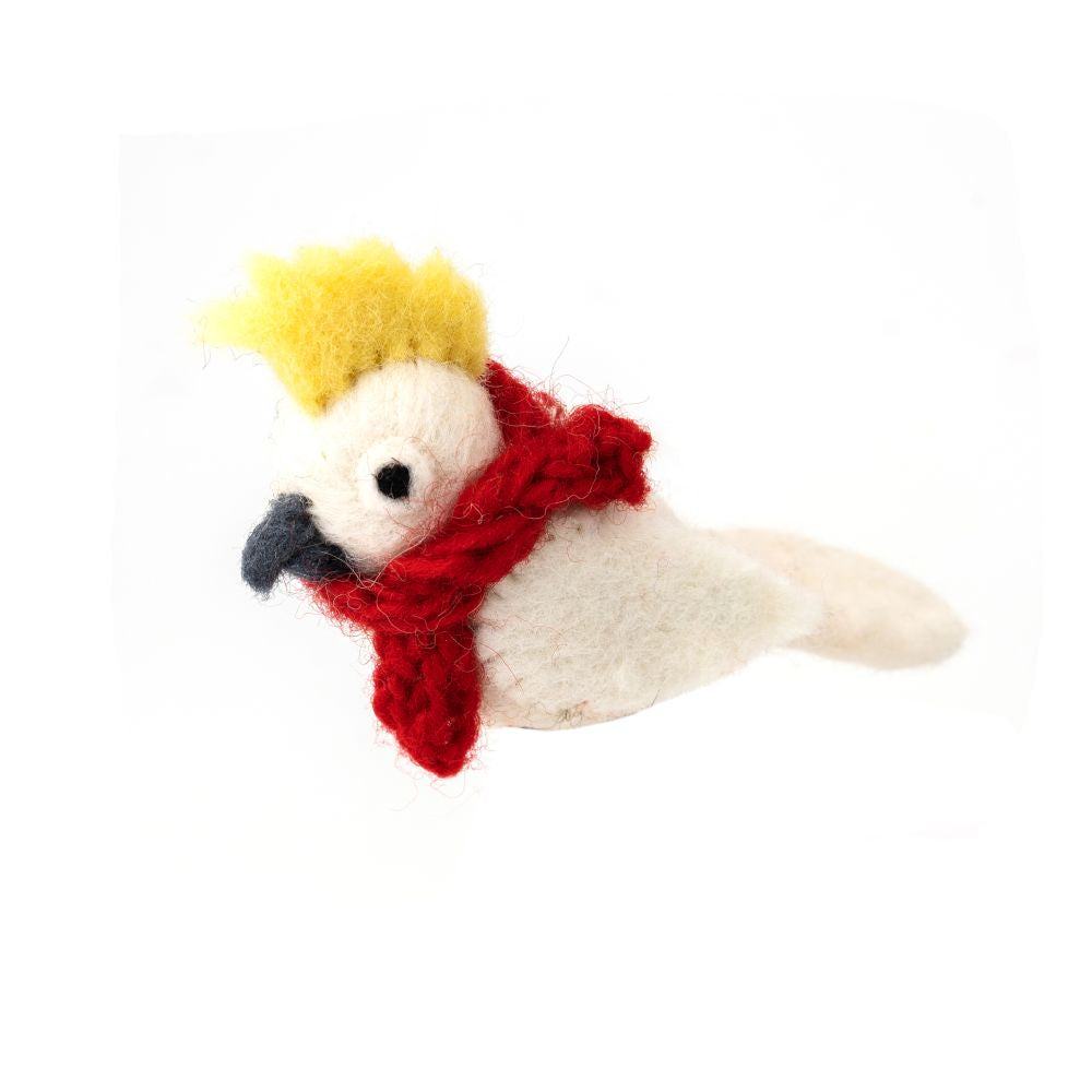 Nepalese Felted Decoration -  Christopher Cockatoo