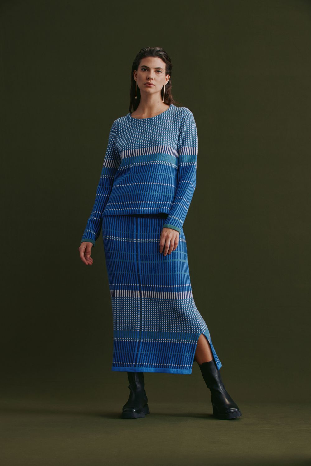 Elk Cila Organic Knit Skirt - Blue Multi