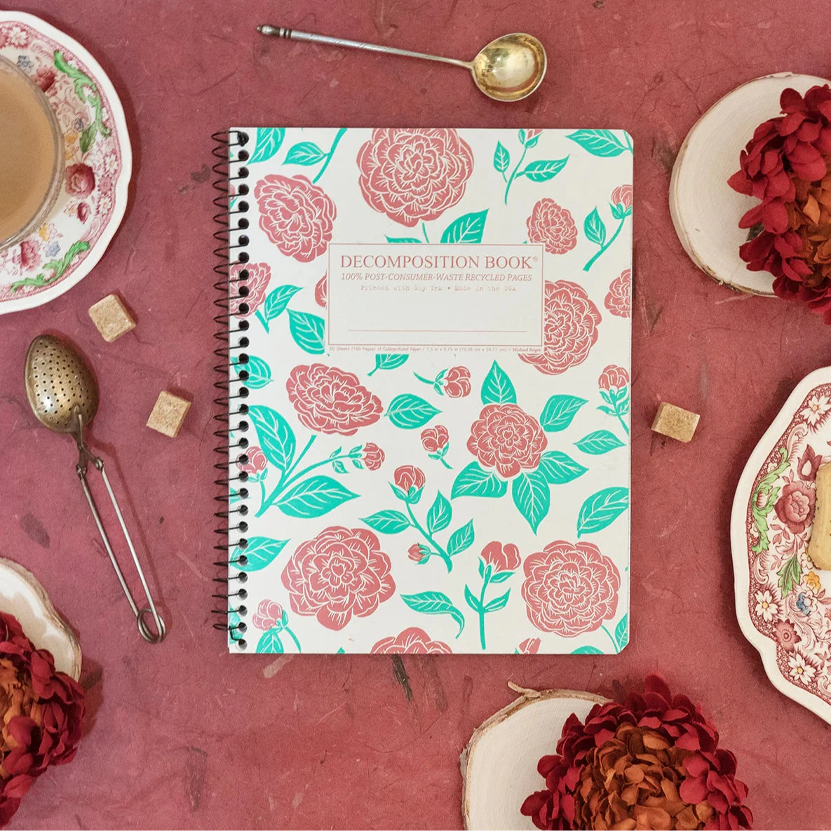 Decomposition Large Spiral Notebook - Camellias