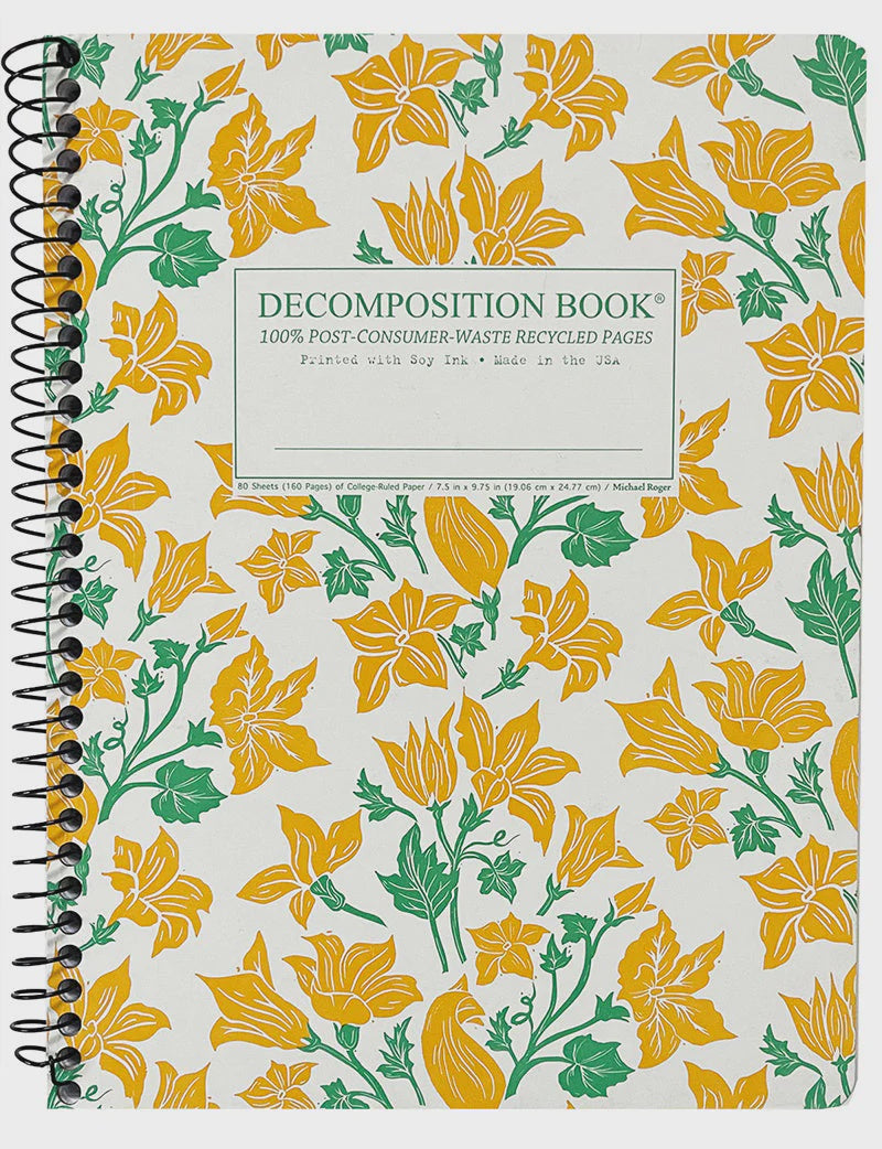 Decomposition Large Spiral Notebook - Squash Flowers