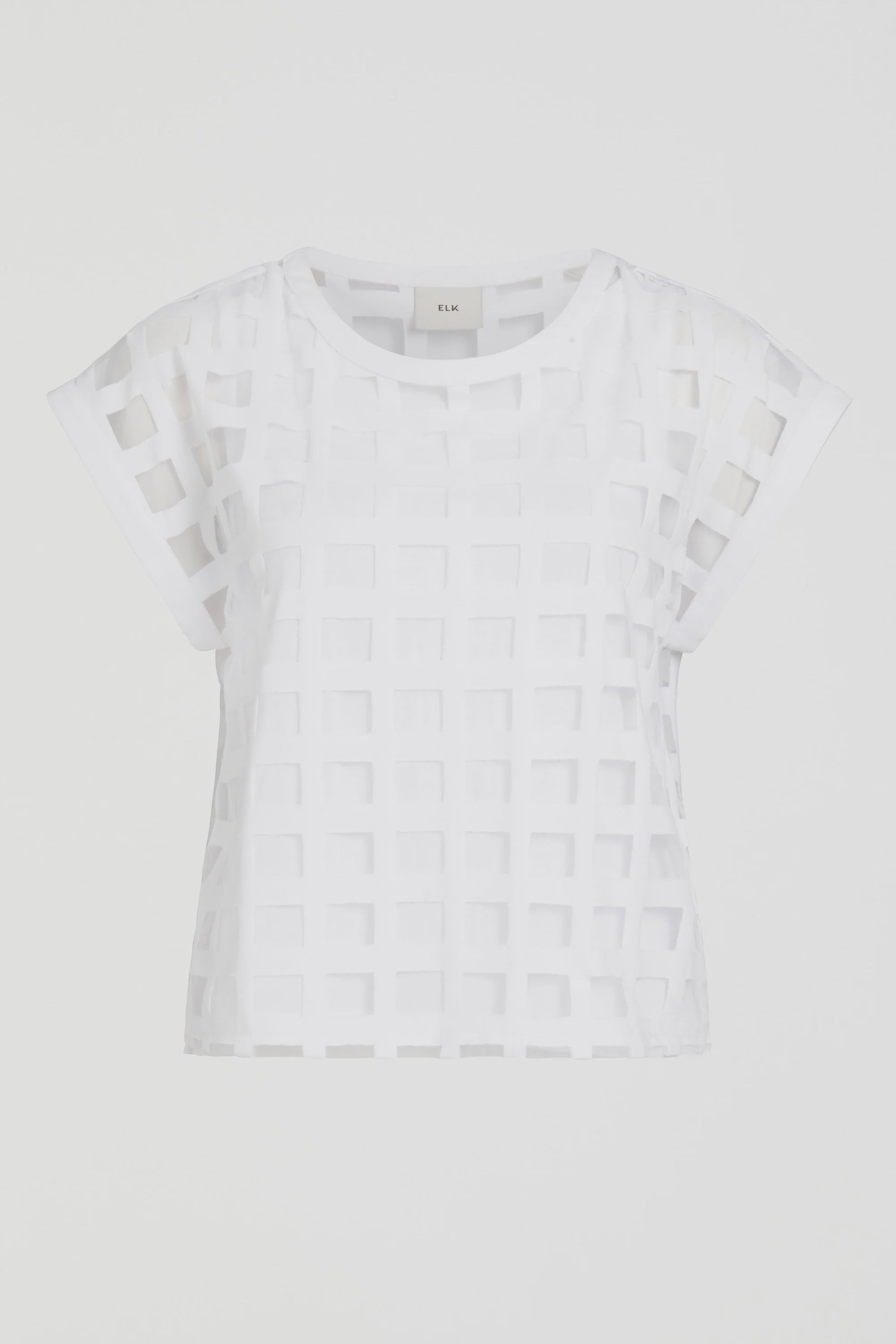 Elk Grid Burnout Top - White