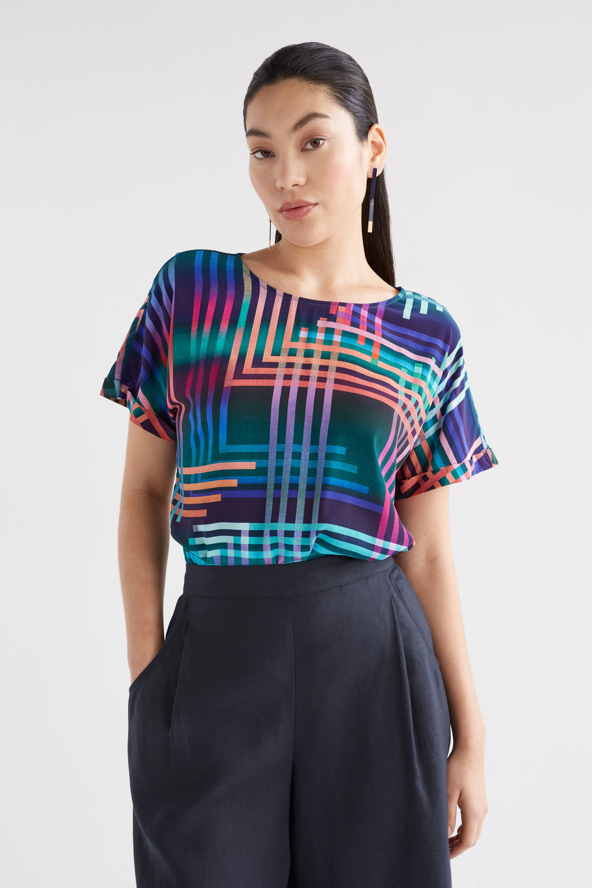 Elk Eryn Top - Navy Ligheten Print