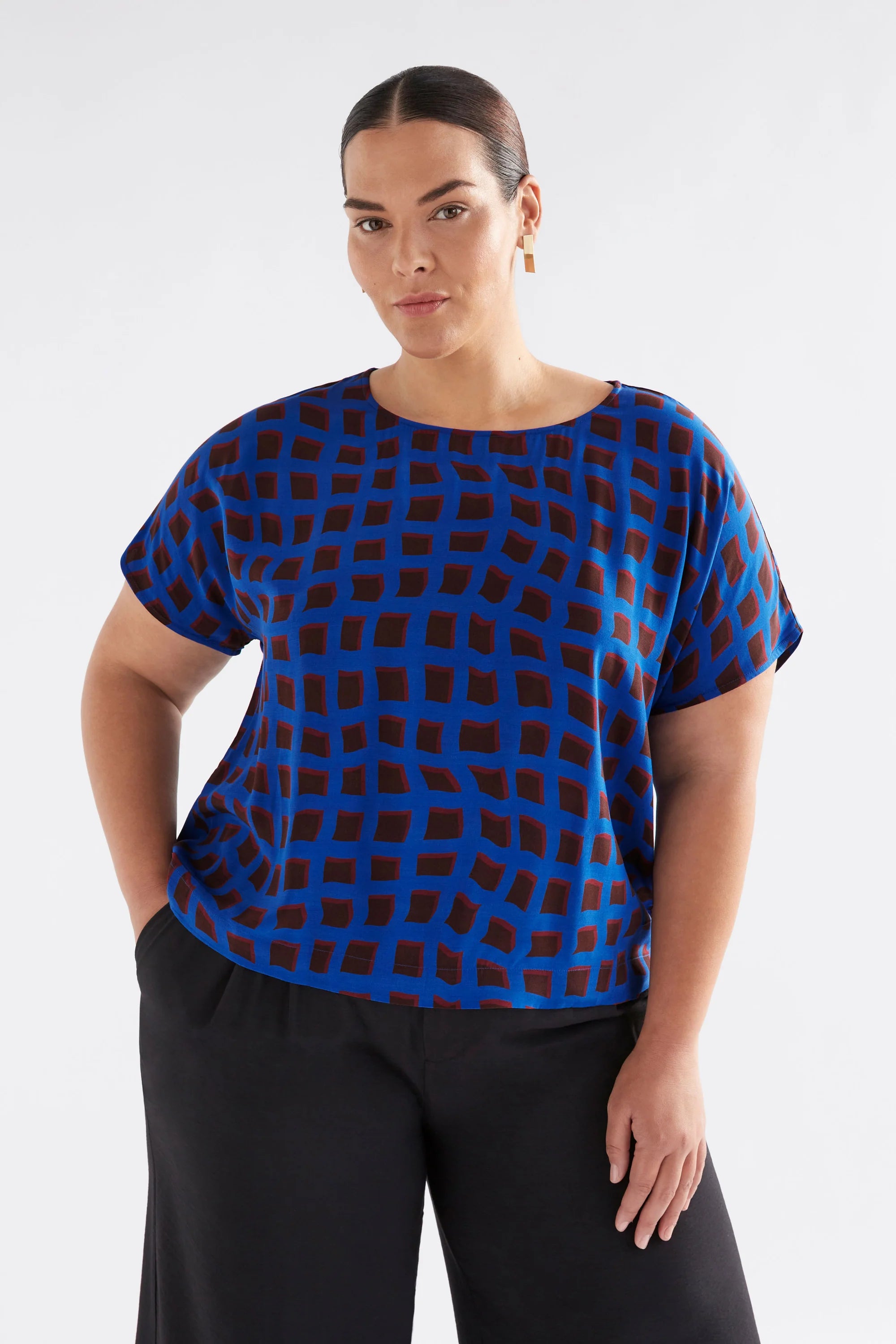 Elk Iden Top - Blue Wave Print