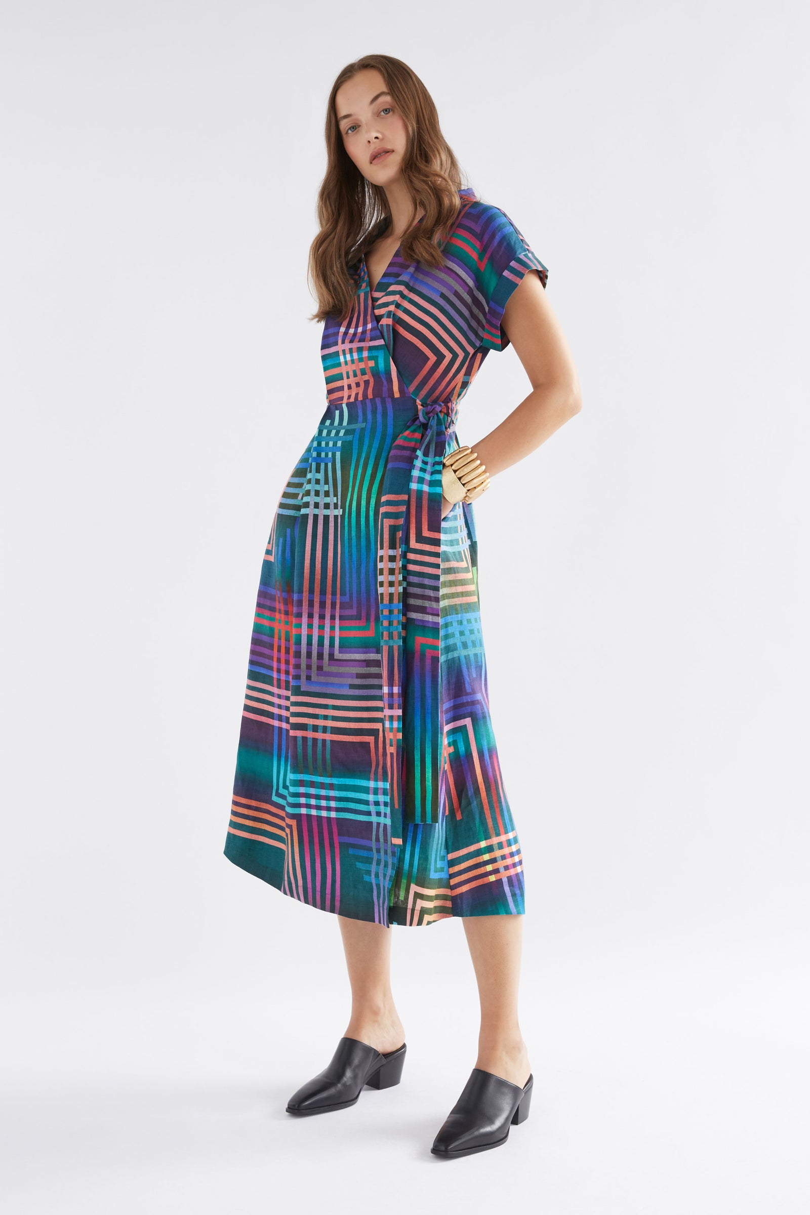 Elk Minnen Wrap Dress - Navy Ligheten Print