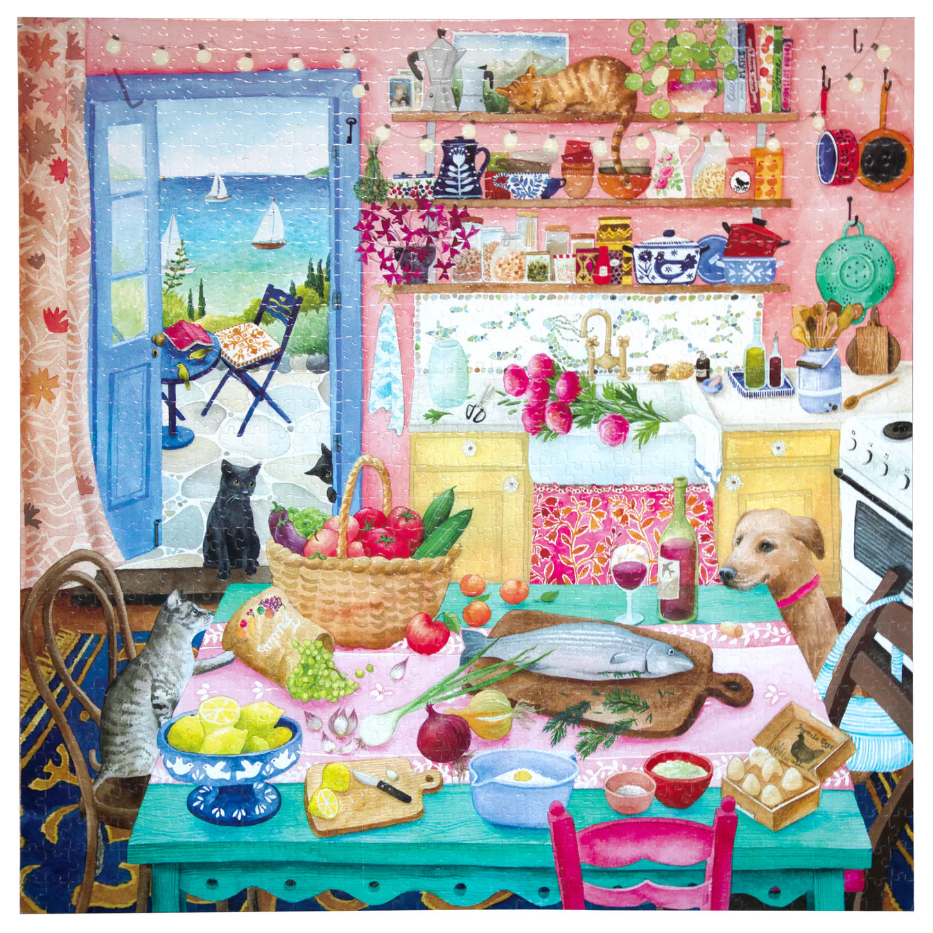 Eeboo Pink Kitchen Puzzle - 1000 piece