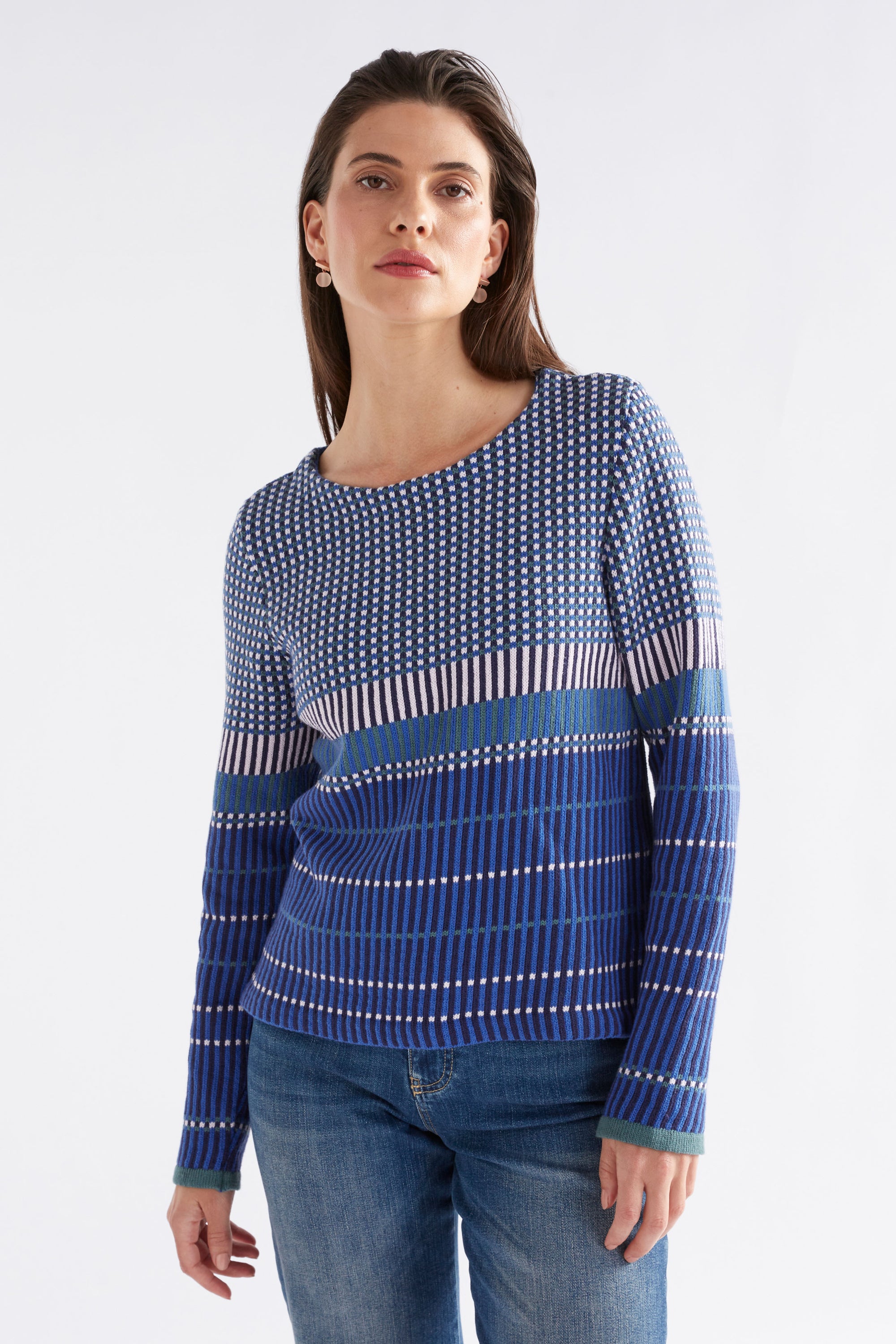 Elk Cila Organic Knit Jumper - Blue Multi