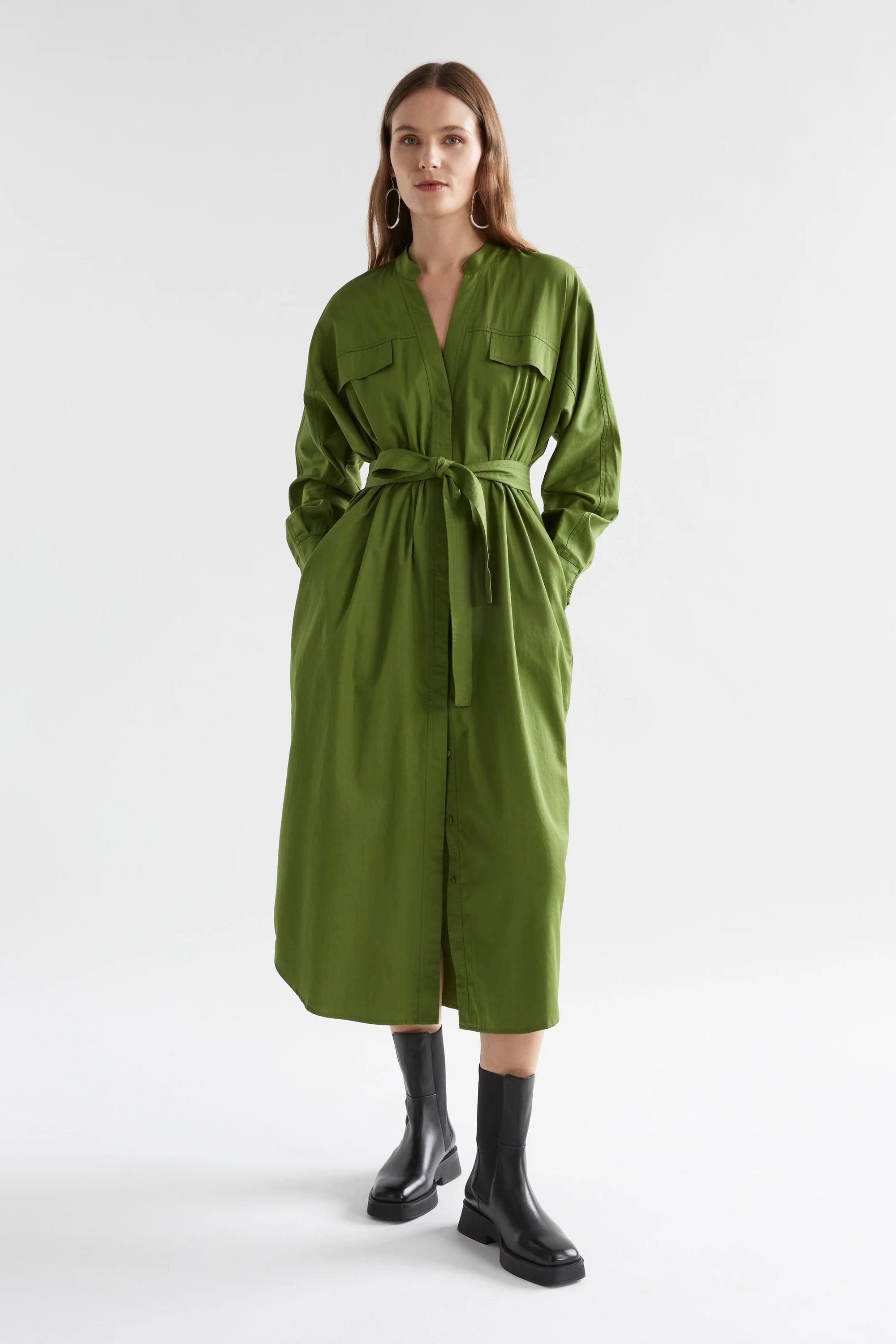 Elk Eller Dress - Green Moss