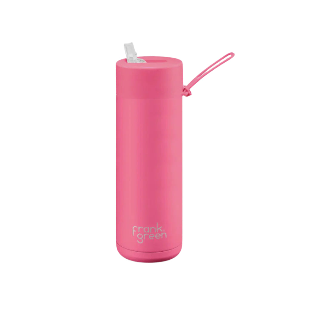 Frank Green Ceramic Reusable Bottle 20oz Neon Pink