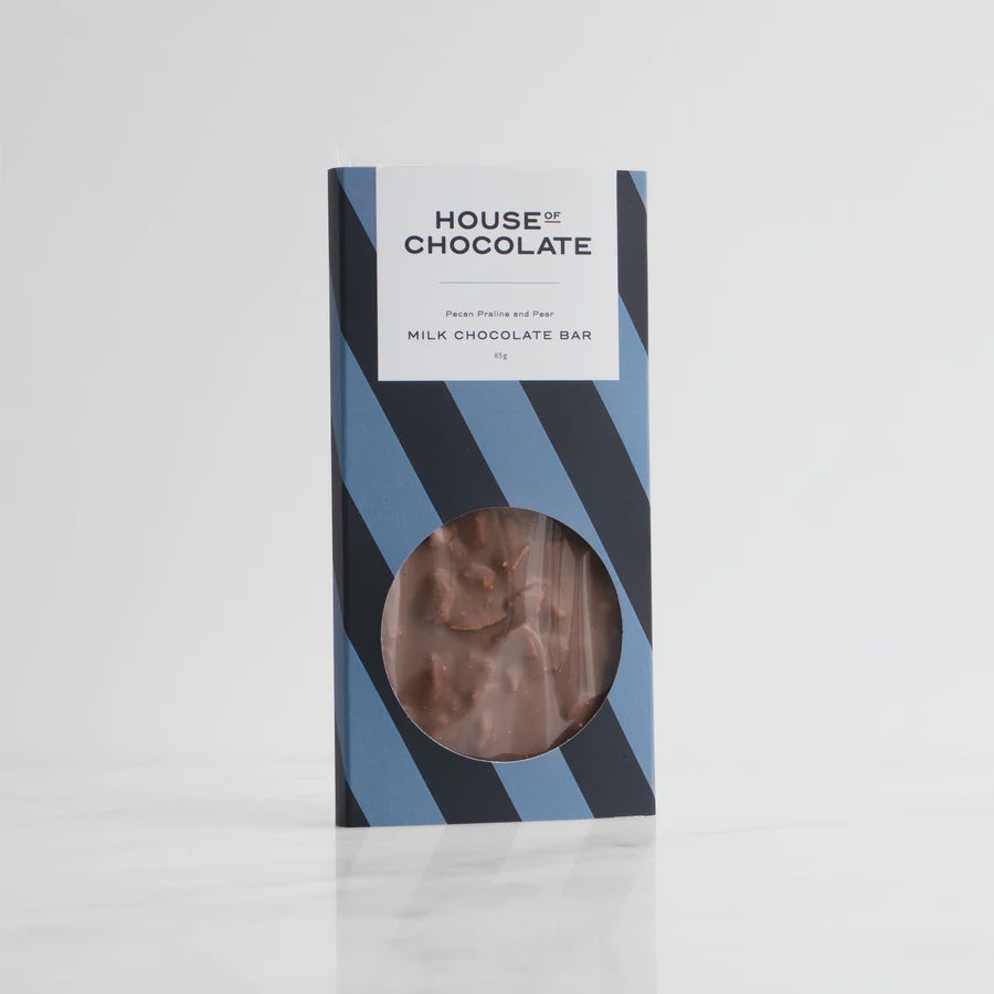 House of Chocolate Pecan, Praline and Pear Milk Chocolate Bar