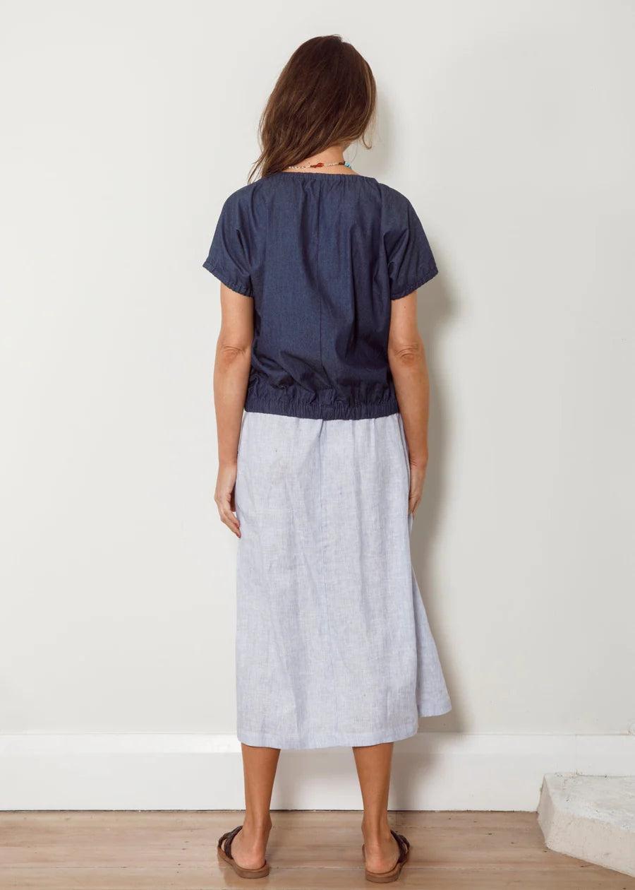 Dalston Izzy Top - Indigo Chambray