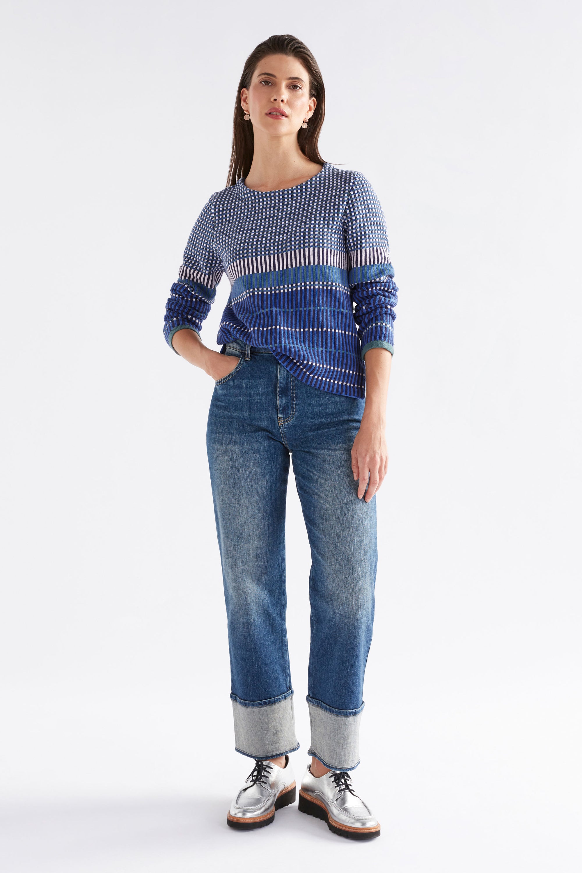 Elk Cila Organic Knit Jumper - Blue Multi