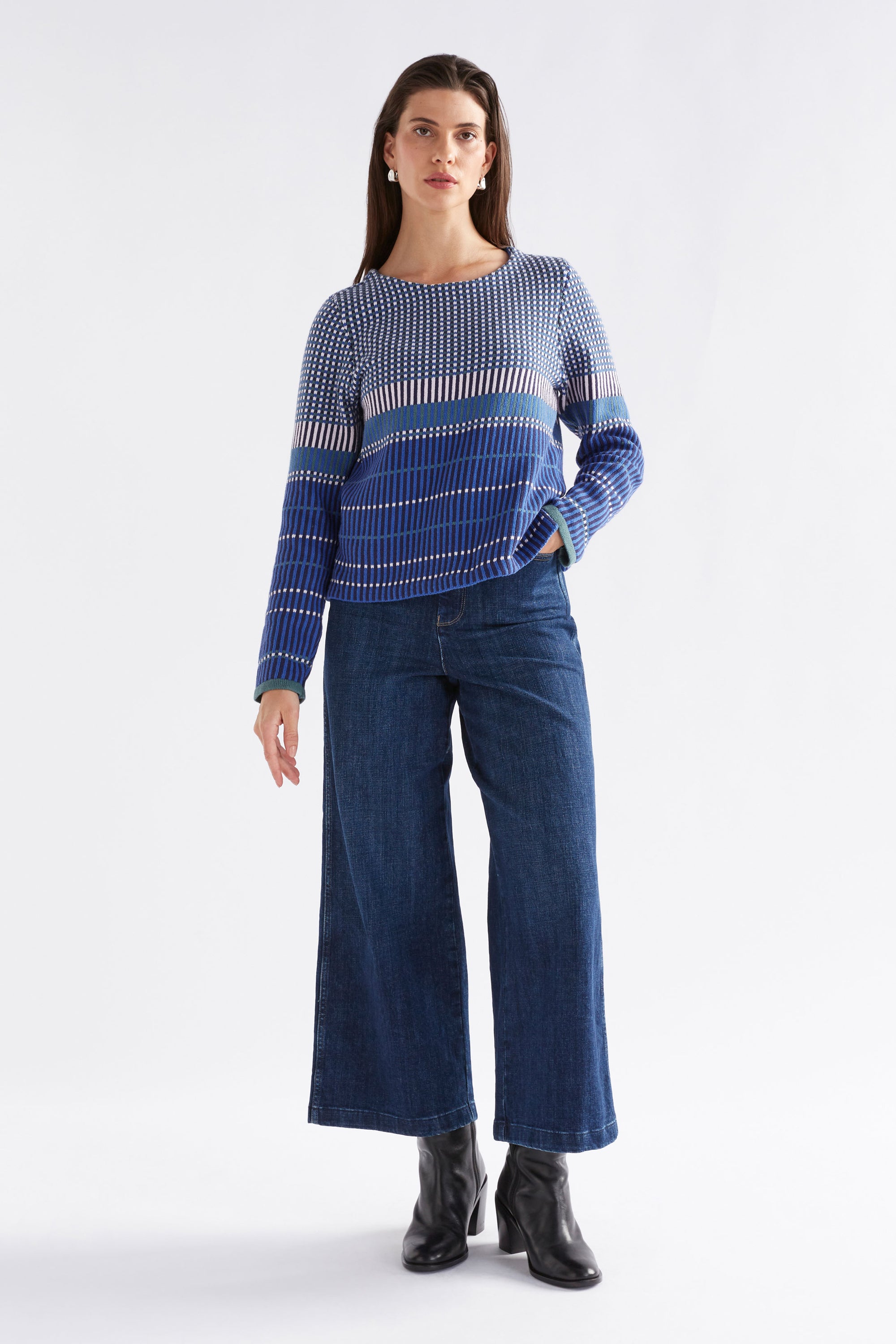 Elk Cila Organic Knit Jumper - Blue Multi