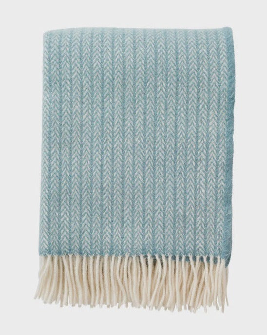 Klippan Otis woven Lambswool Blanket - Sky Blue