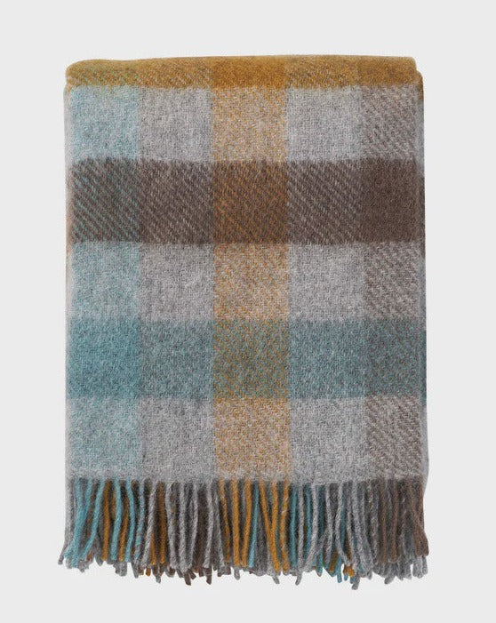 Klippan Gotland Woven Lambswool Blanket - Multii Turquise