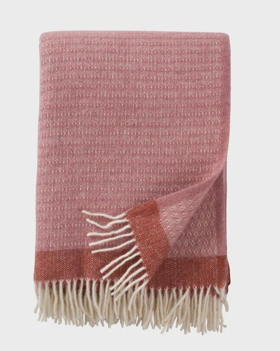 Klippan Harald Woven Lambswool Blanket - Dusty Rose/Copper