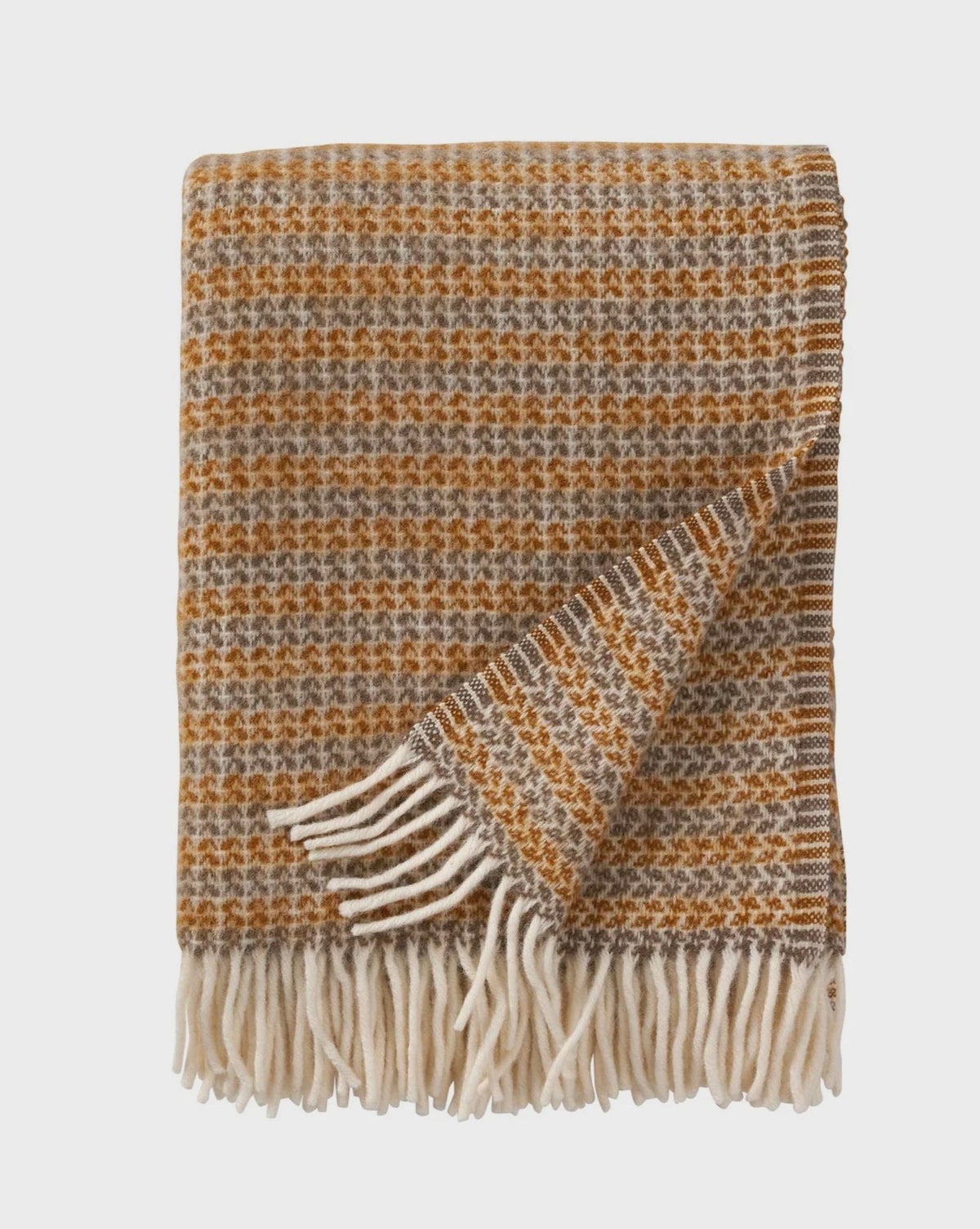 Klippan Curve Woven Lambswool Blanket - Creme Caramel