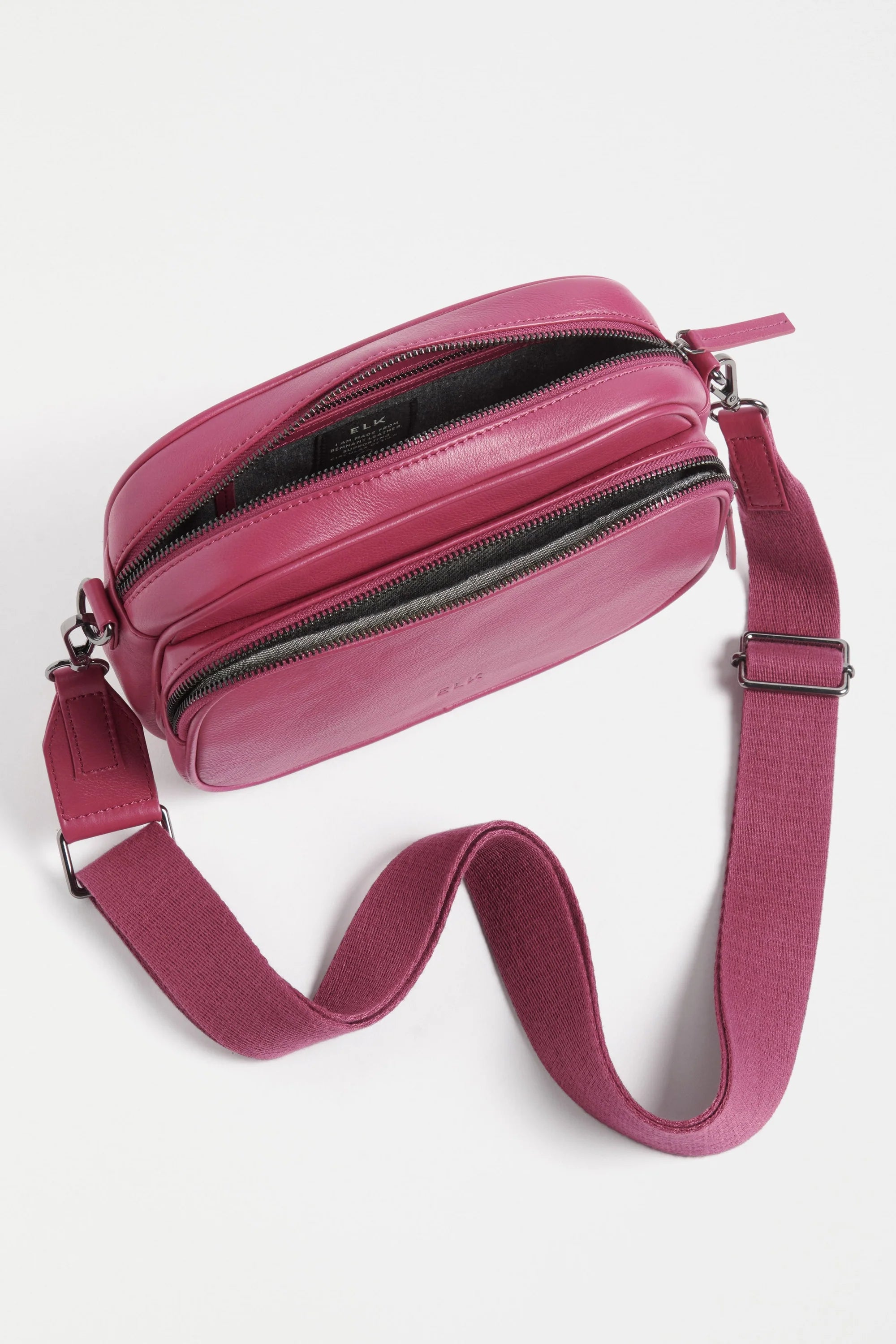 Elk Kassel Leather Crossbody Bag - Fuchsia