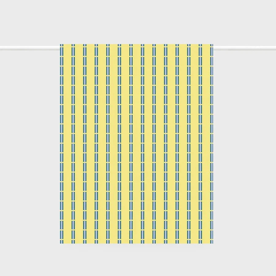 Lettuce Tea Towel - Ribbon Stripe yellow blue
