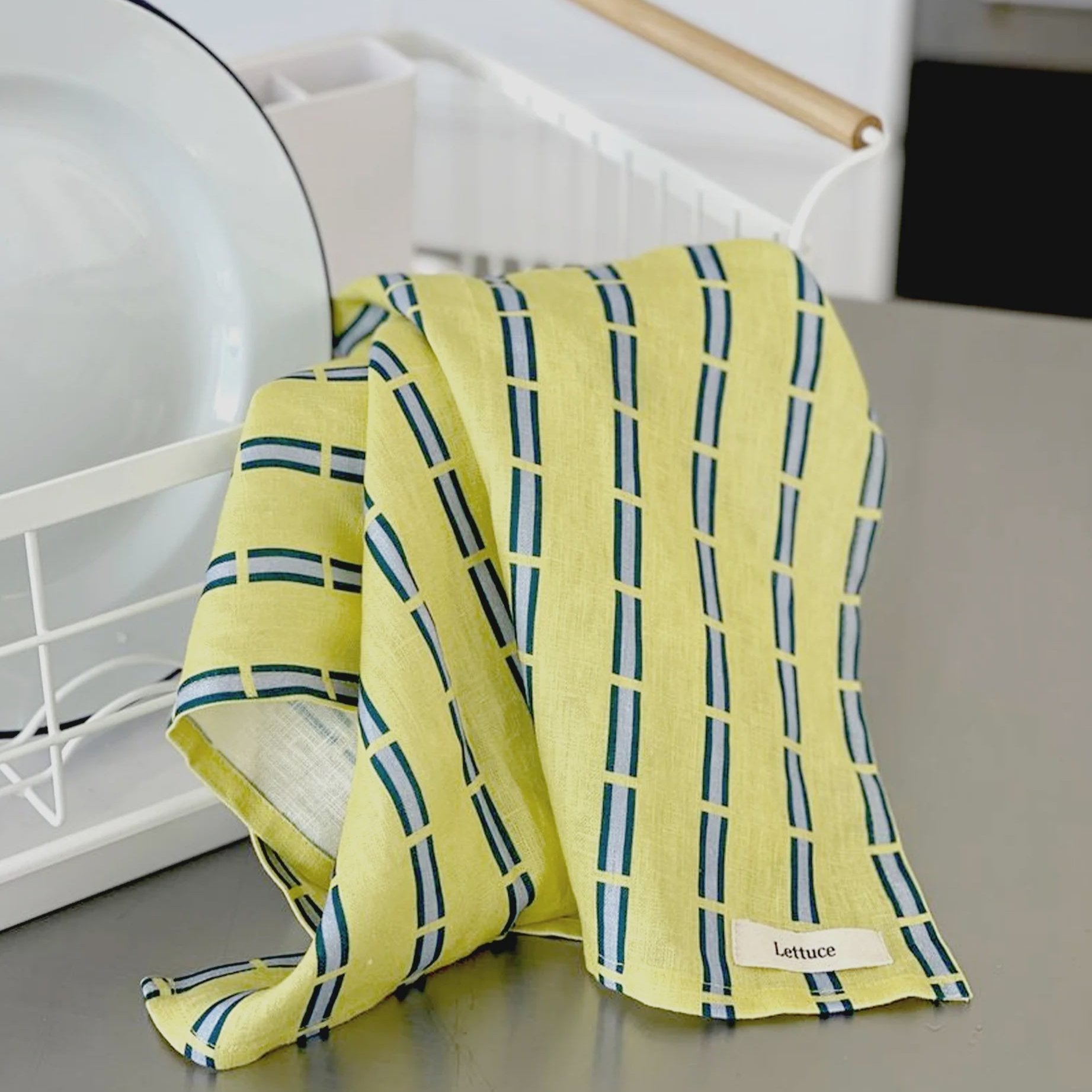 Lettuce Tea Towel - Ribbon Stripe