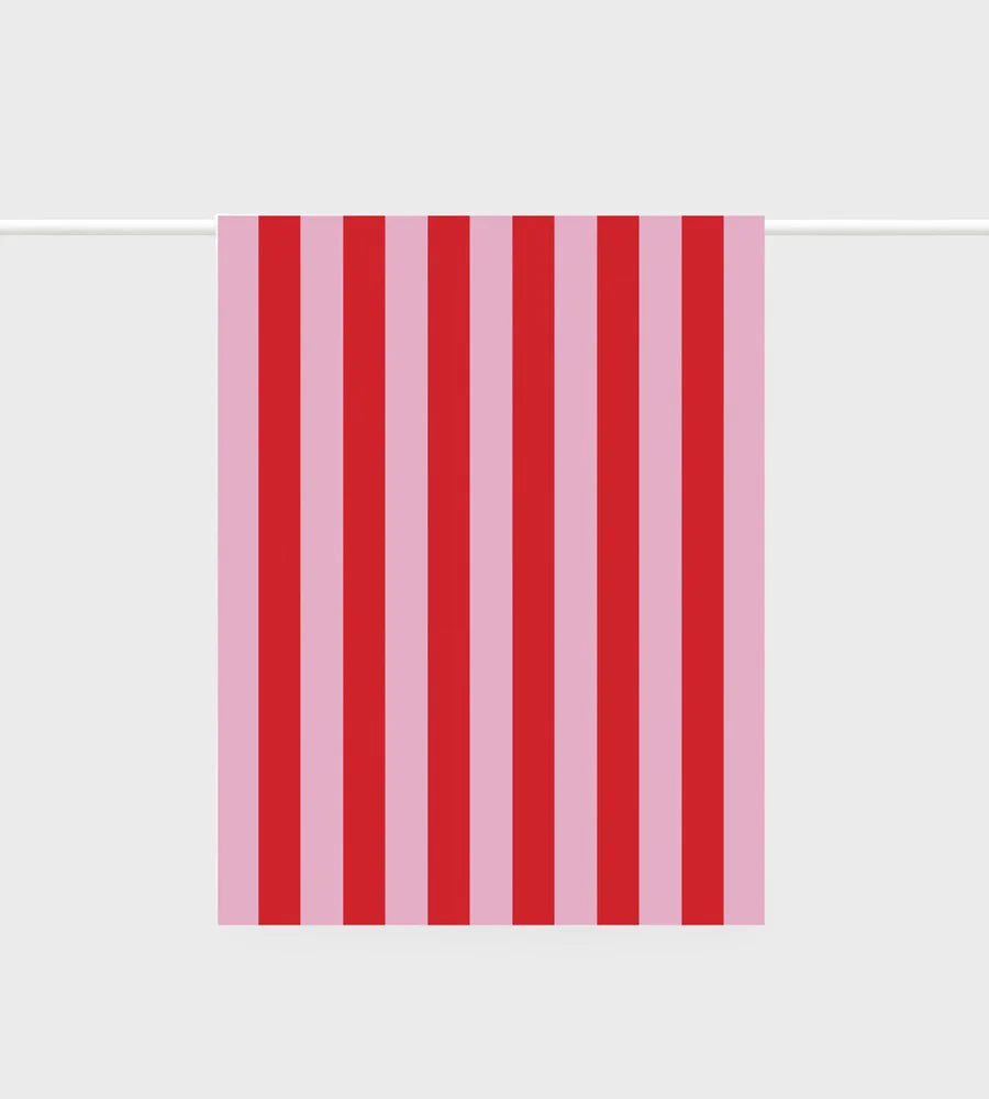 Lettuce Tea Towel - Bold Red/Pink Stripe