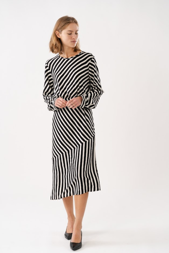 Lollys Laundry Riga Midi Dress  - Stripe