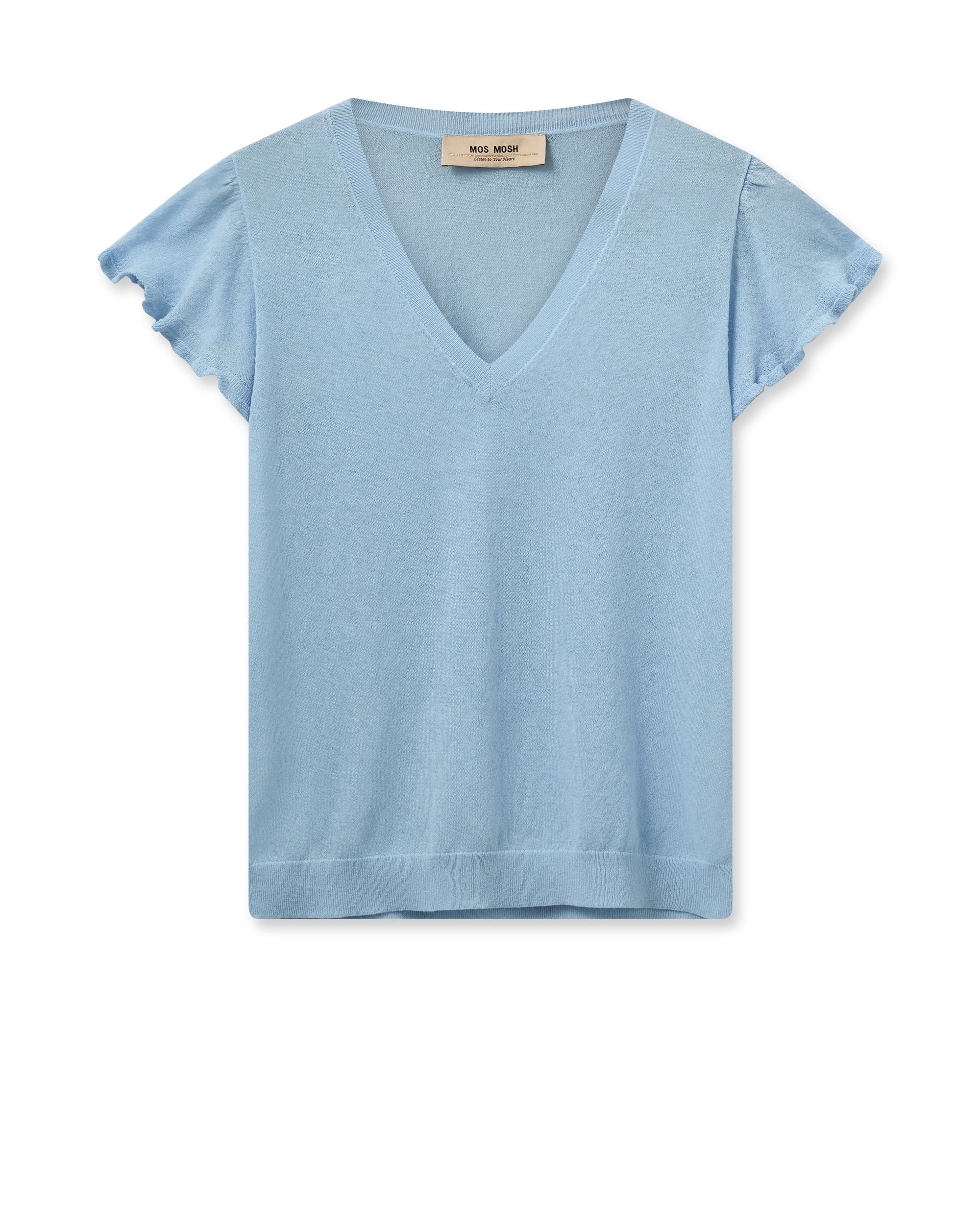 Mos Mosh Ganna V-Neck Knit Top - Cashmere Blue