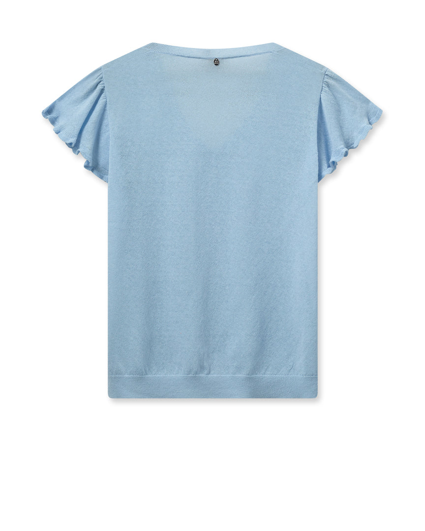 Mos Mosh Ganna V-Neck Knit Top - Cashmere Blue