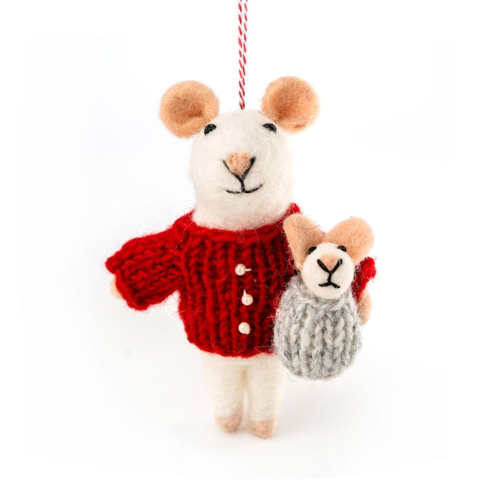 Nepalese Felted Decoration - Mummy Mouse