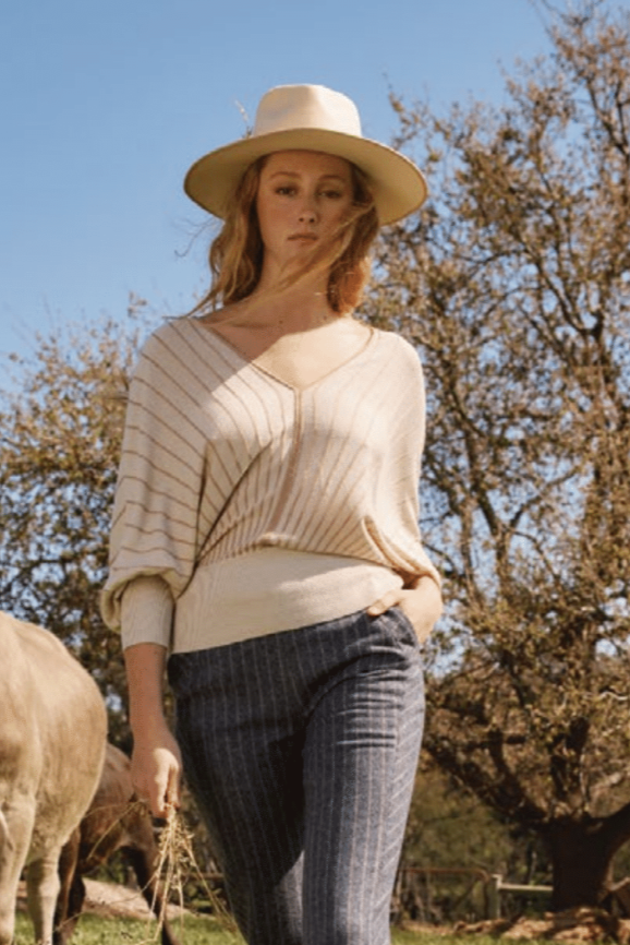 Once Was Francine Stripe Knit Top - Buckwheat