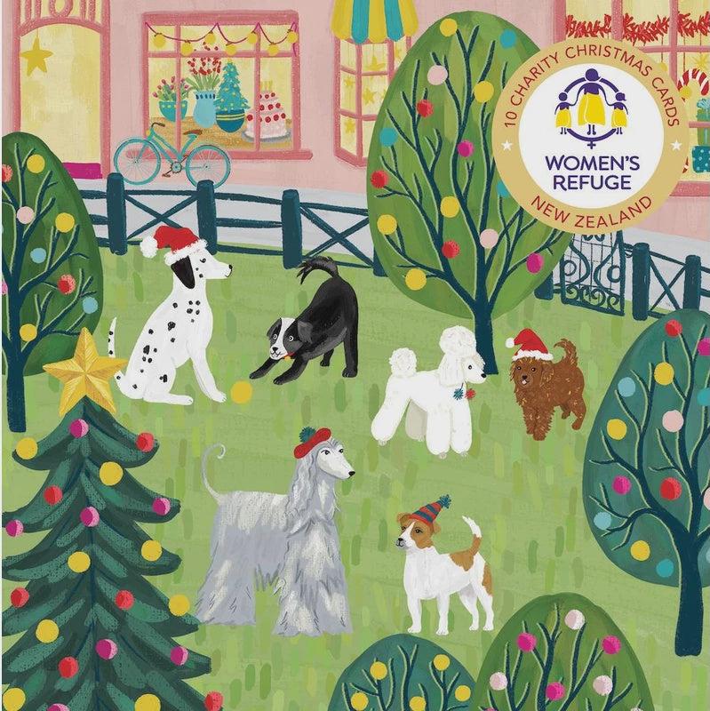 Women&#39;s Refuge Christmas Cards 10 Pack - Playful Dogs