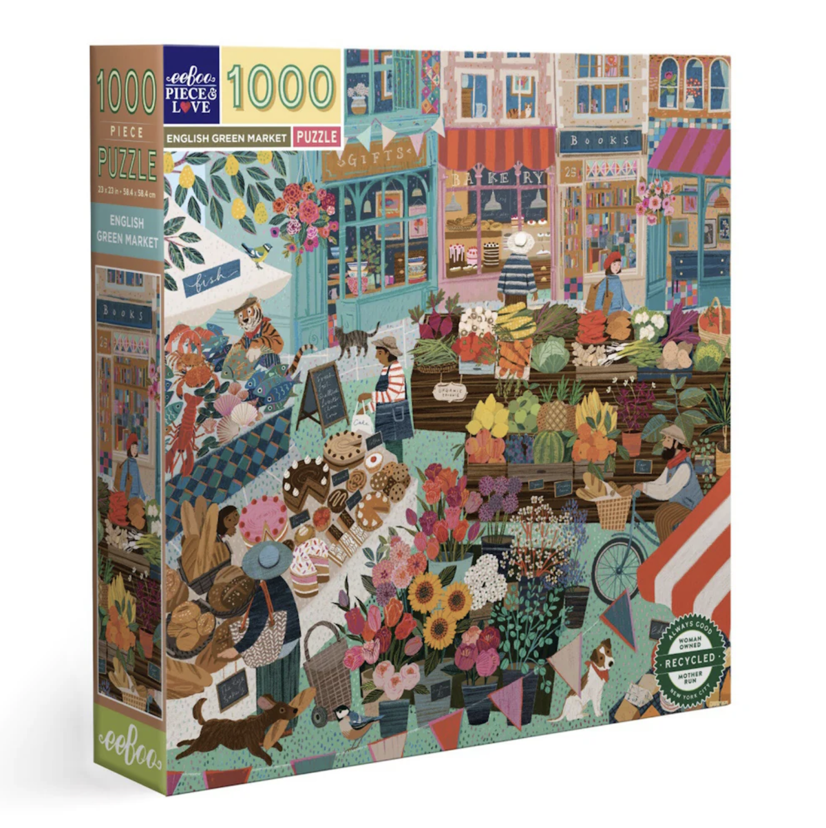 Eeboo English Green Market Puzzle - 1000 pc