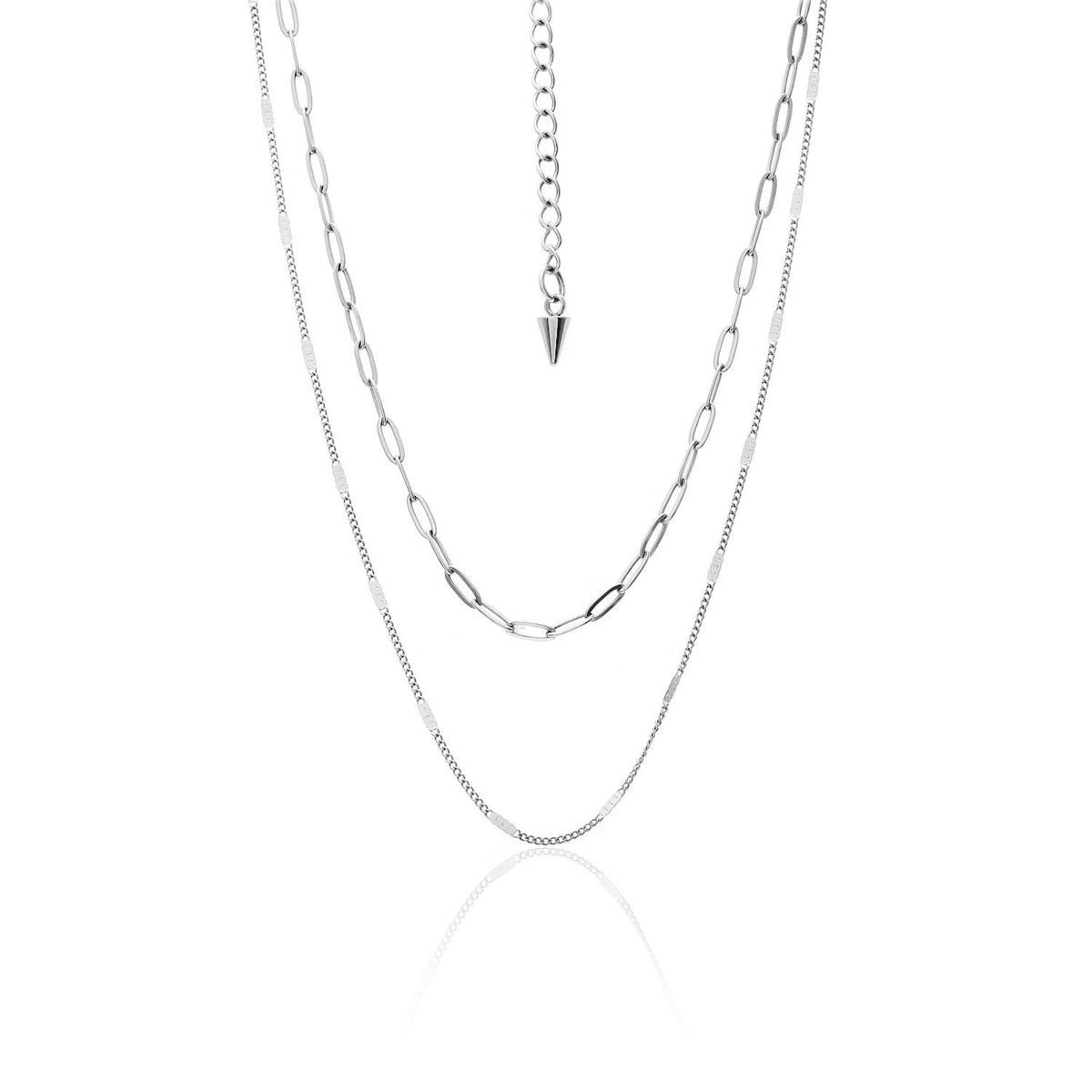 Silk &amp; Steel Horizon Necklace - Silver