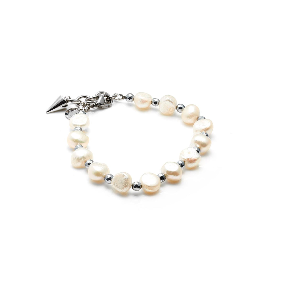 Silk &amp; Steel Lumina Pearl Bracelet - Silver