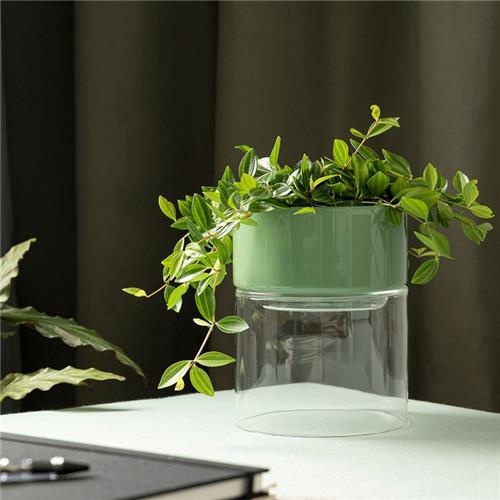 Studio Milligram Flip Planter Vase Wide - Clear/Sage