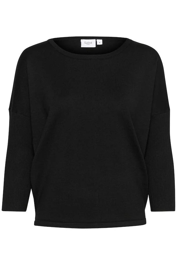 Saint Tropez Mila Round Neck  Pullover - Black