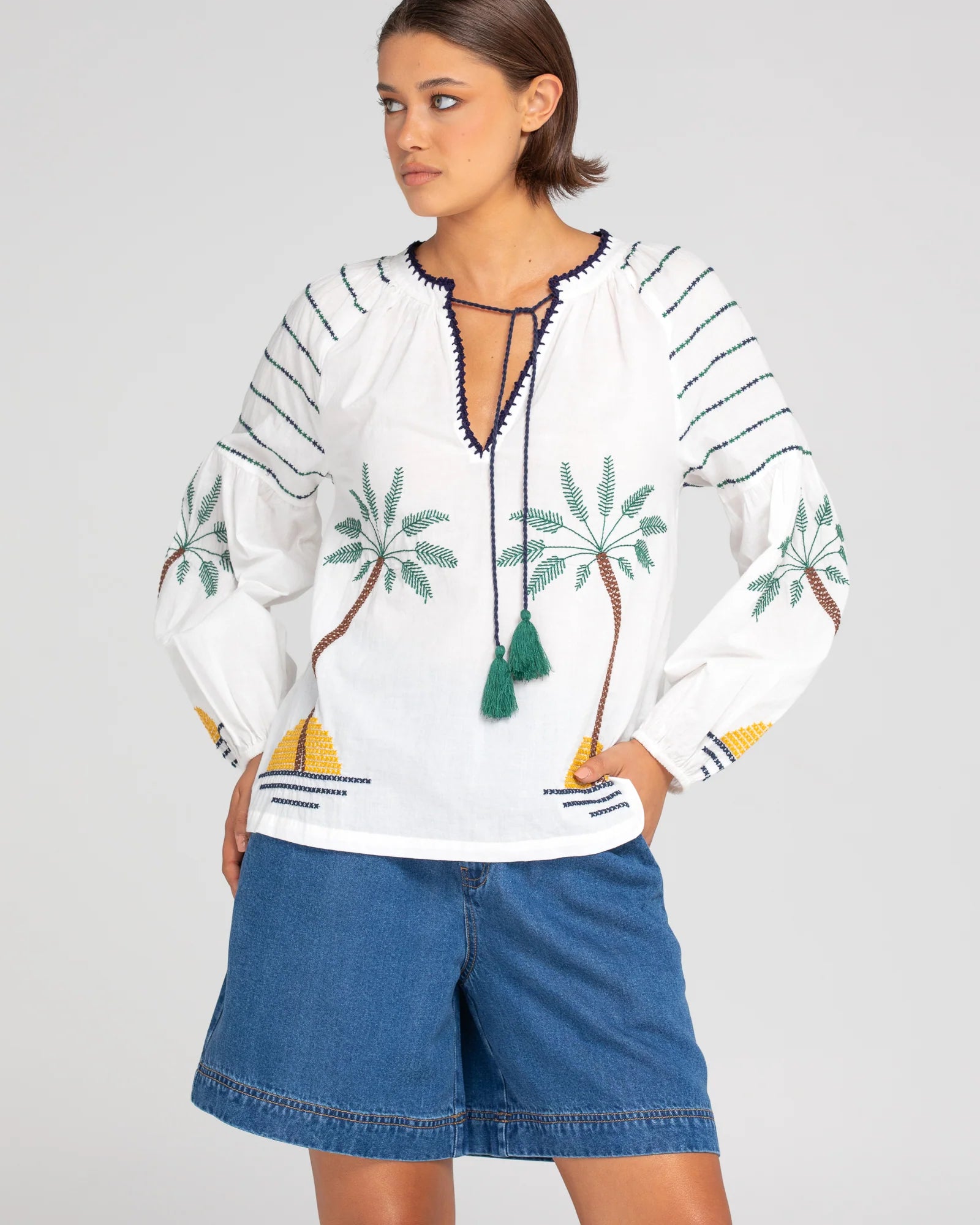 Boom Shankar Palm Shirt - White