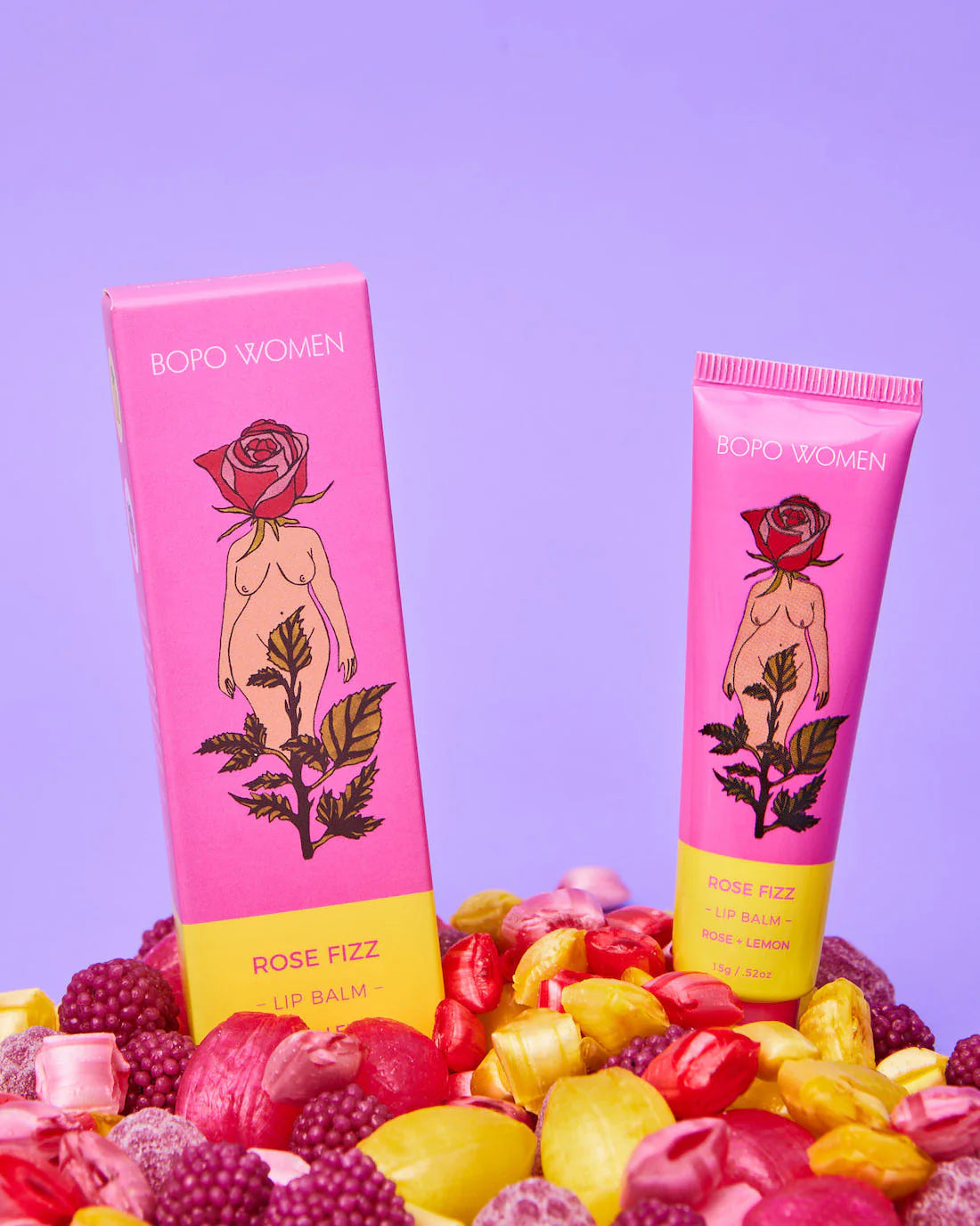 Bopo Women Lip Balm 15g - Rose Fizz