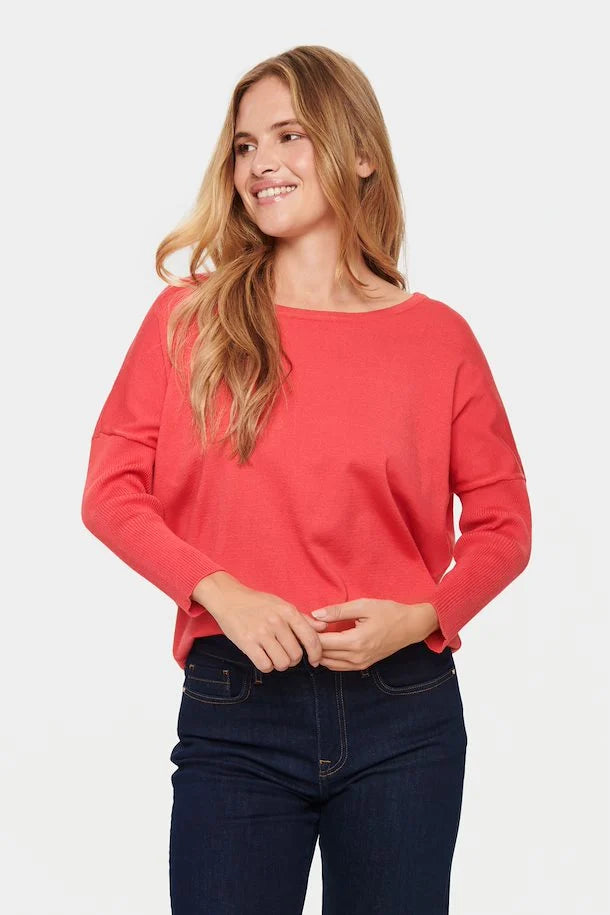 Saint Tropez Mila Round Neck Pullover - Cayenne