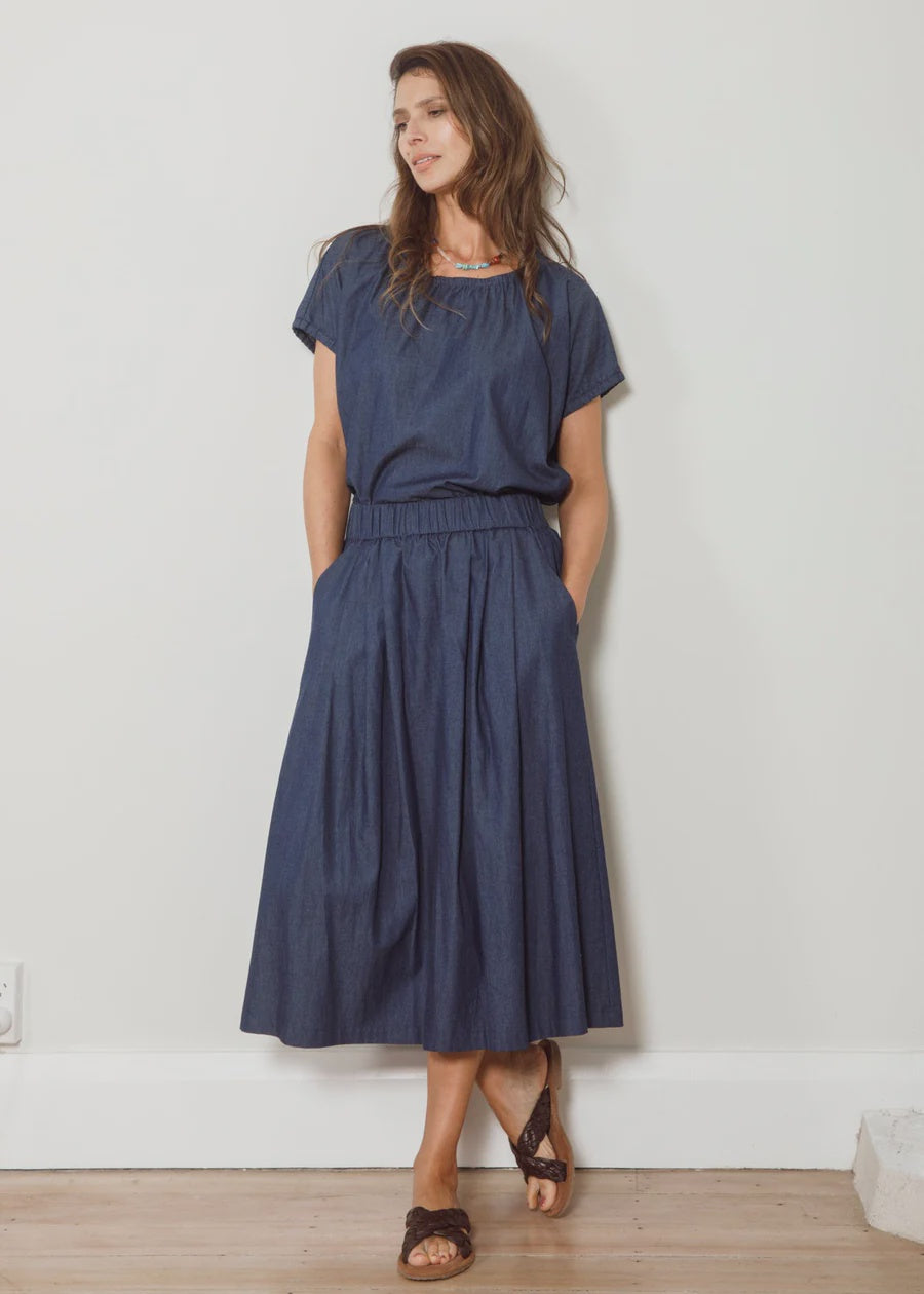 Dalston Sapphire Skirt - Indigo Chambray