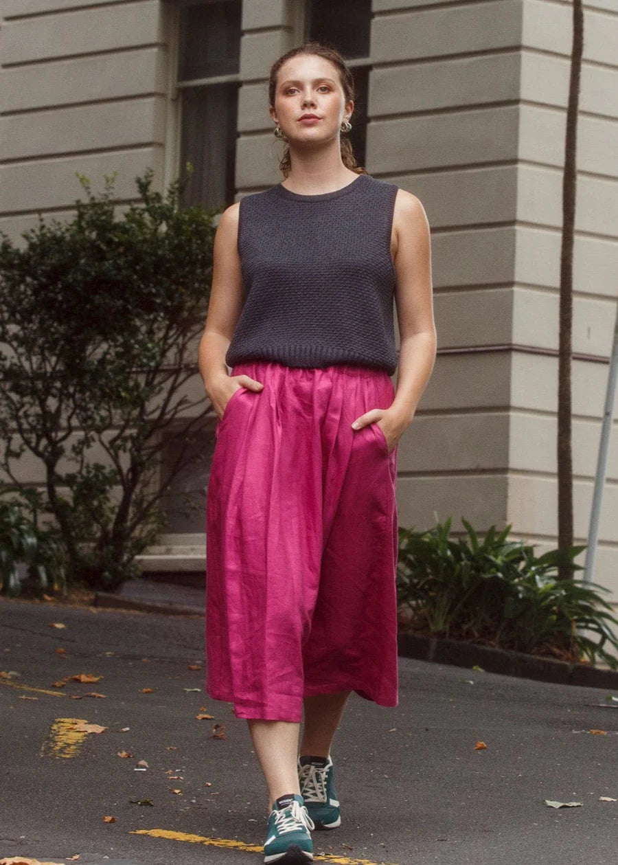 Dalston Sapphire Skirt - Raspberry Linen