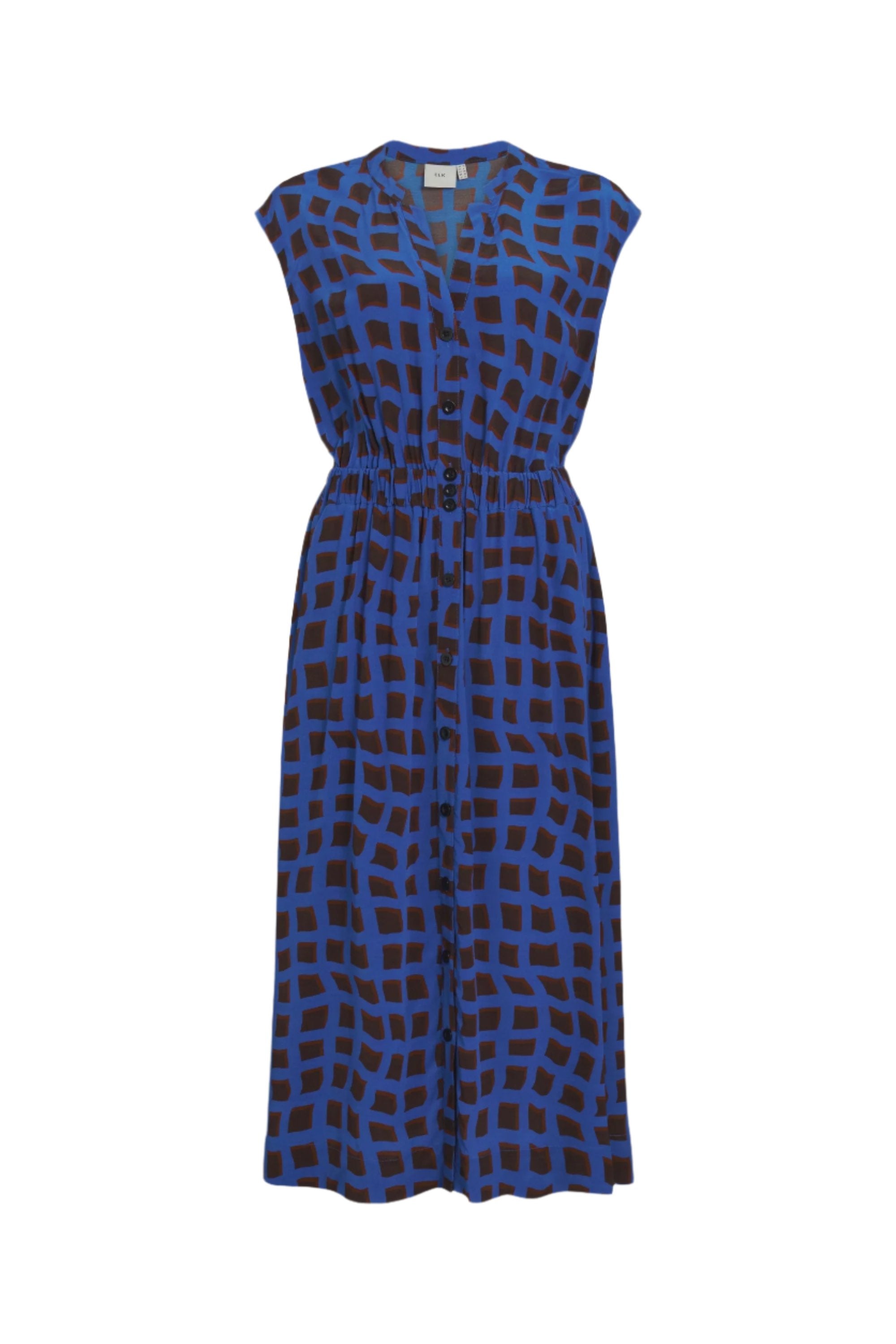 Elk Borgg Shirt Dress - Blue Wave Print