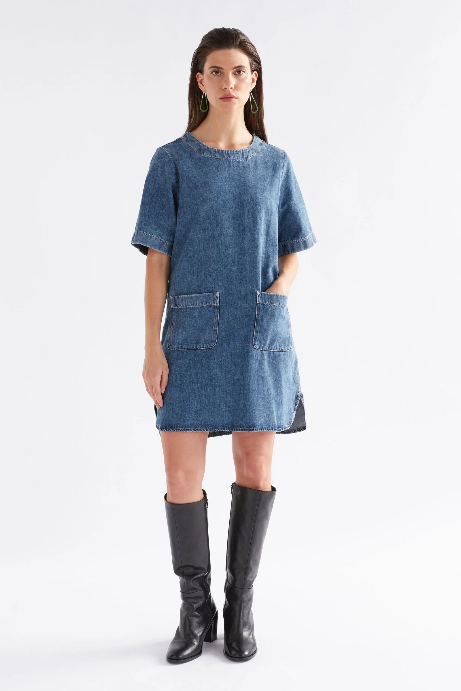 elk rittra denim dress chambray blue 