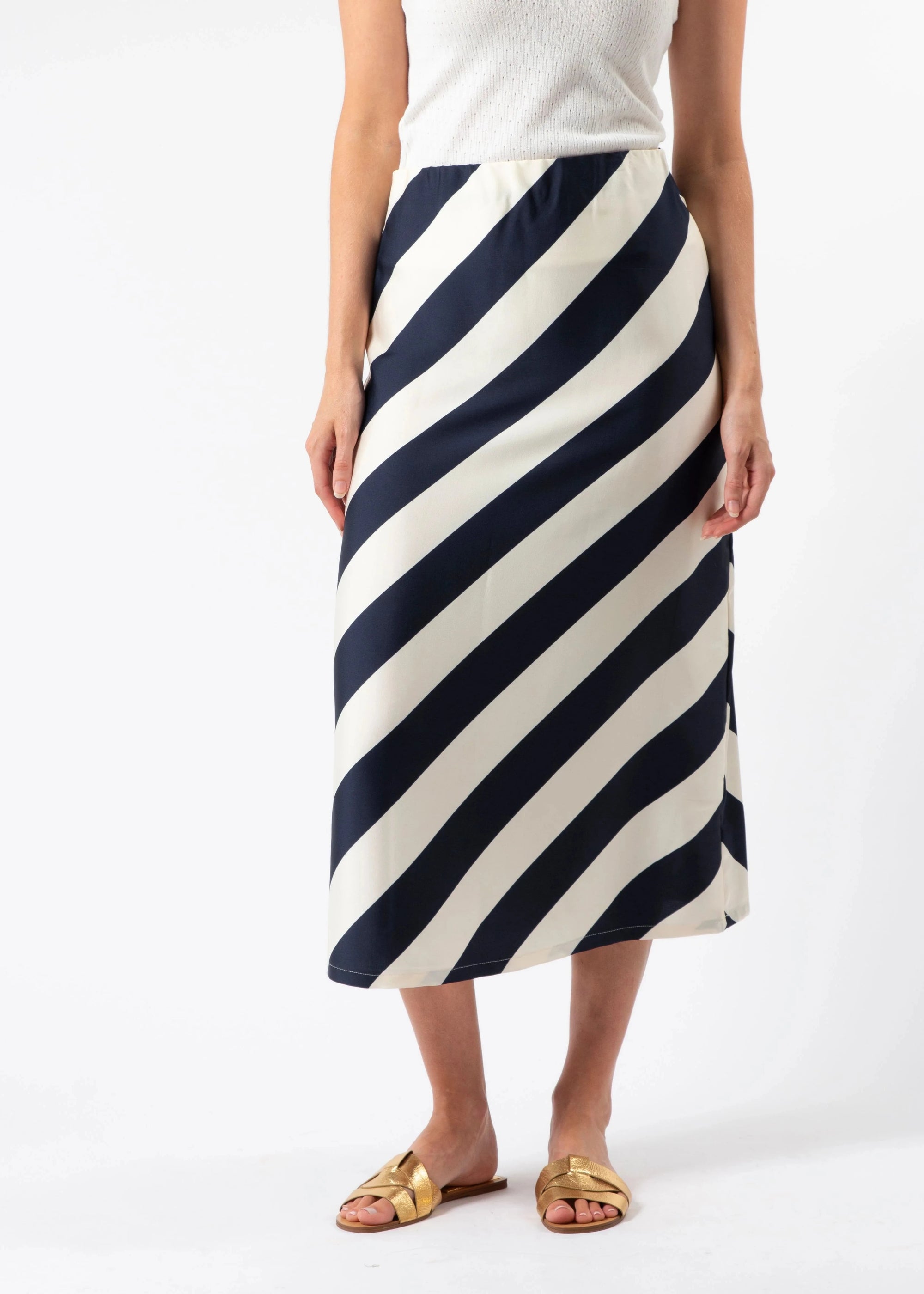 Stella and Gemma Erin Skirt Navy and White Stripe