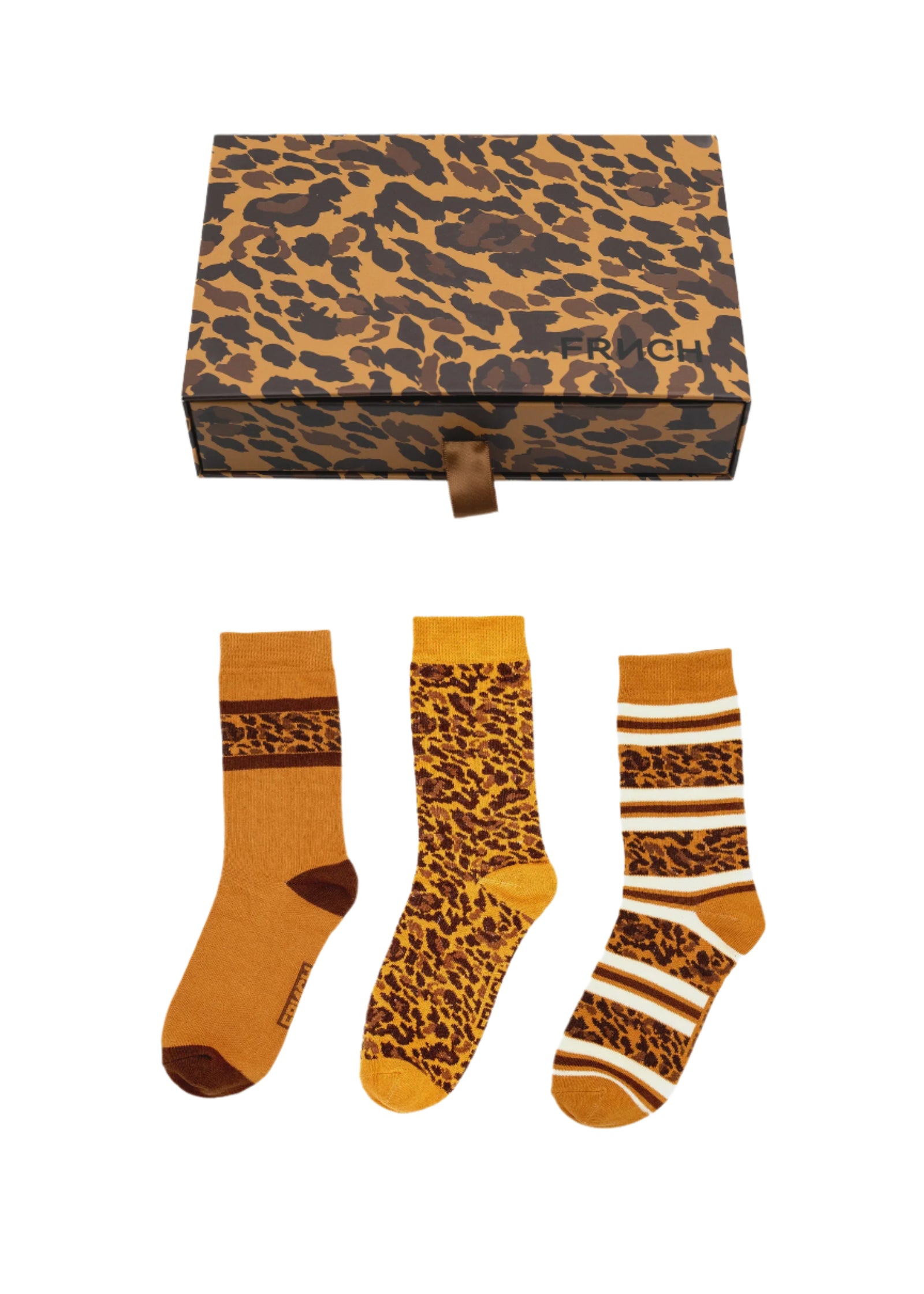 FRNCH Ivete Socks 3 Pack - Leopard