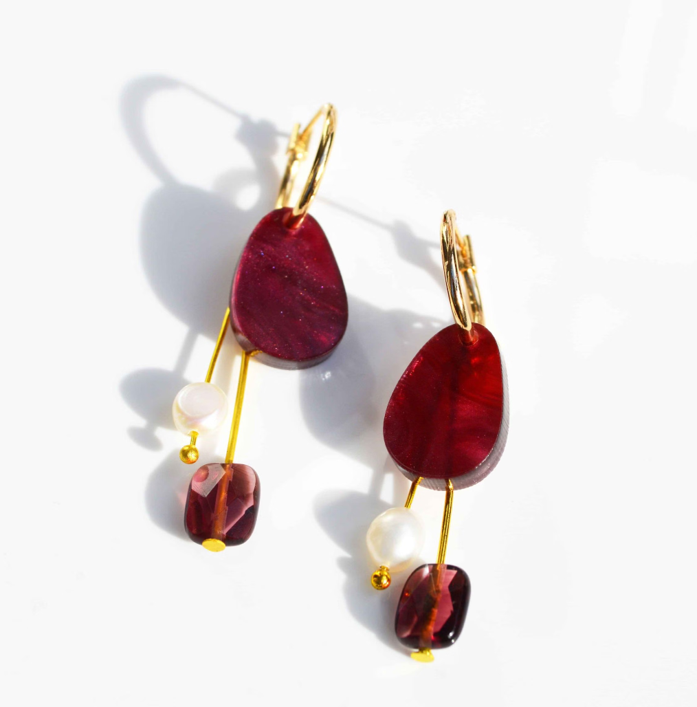 Hagen &amp; Co Chloe Earrings - Merlot